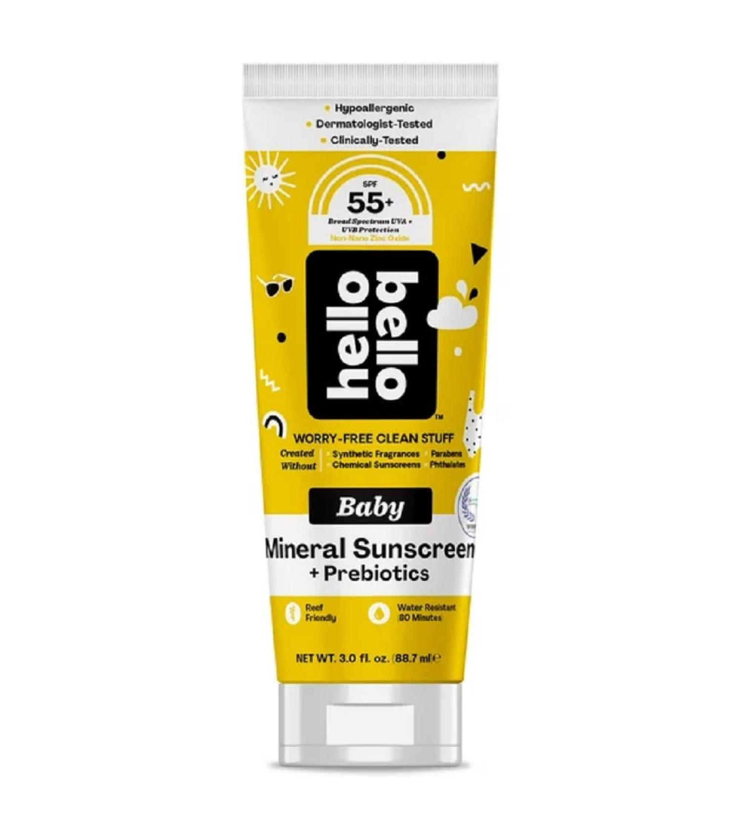 Hello Bello Mineral SPF 55+ Sunscreen Lotion - Water Resistant, Reef Friendly for Babies & Kids - 3 fl oz - Buy Online on GoSupps.com