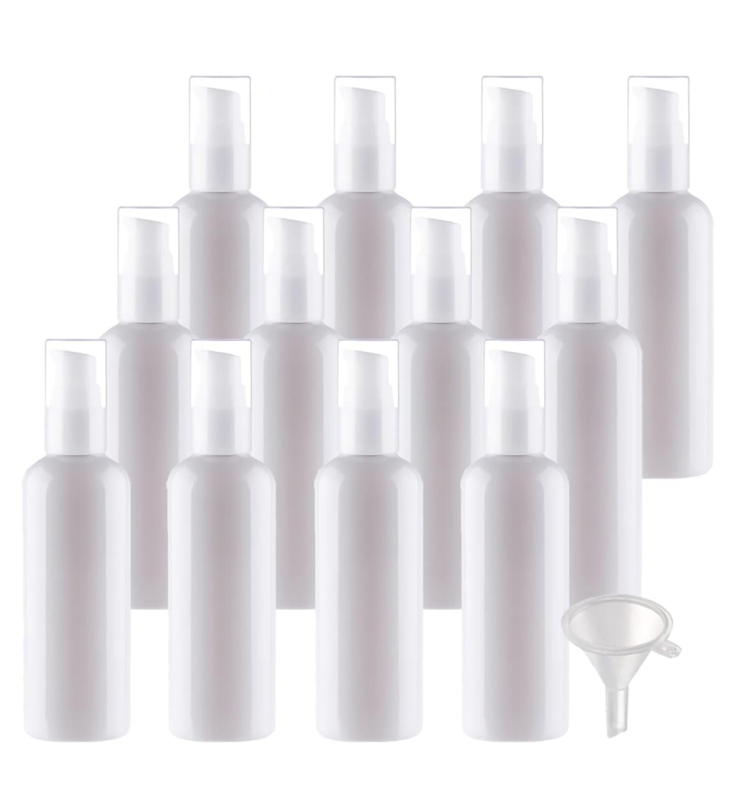 ZEOABSY 12 Pieces 100 ml White Lotion Bottles with White Pump 100ml Empty PET Plastic Lotion Pump Bottle Cosmetic Gel Travel Container for Cosmetic Make up Cleaning + 2 x Funnel Red 100ml - Buy Online on GoSupps.com