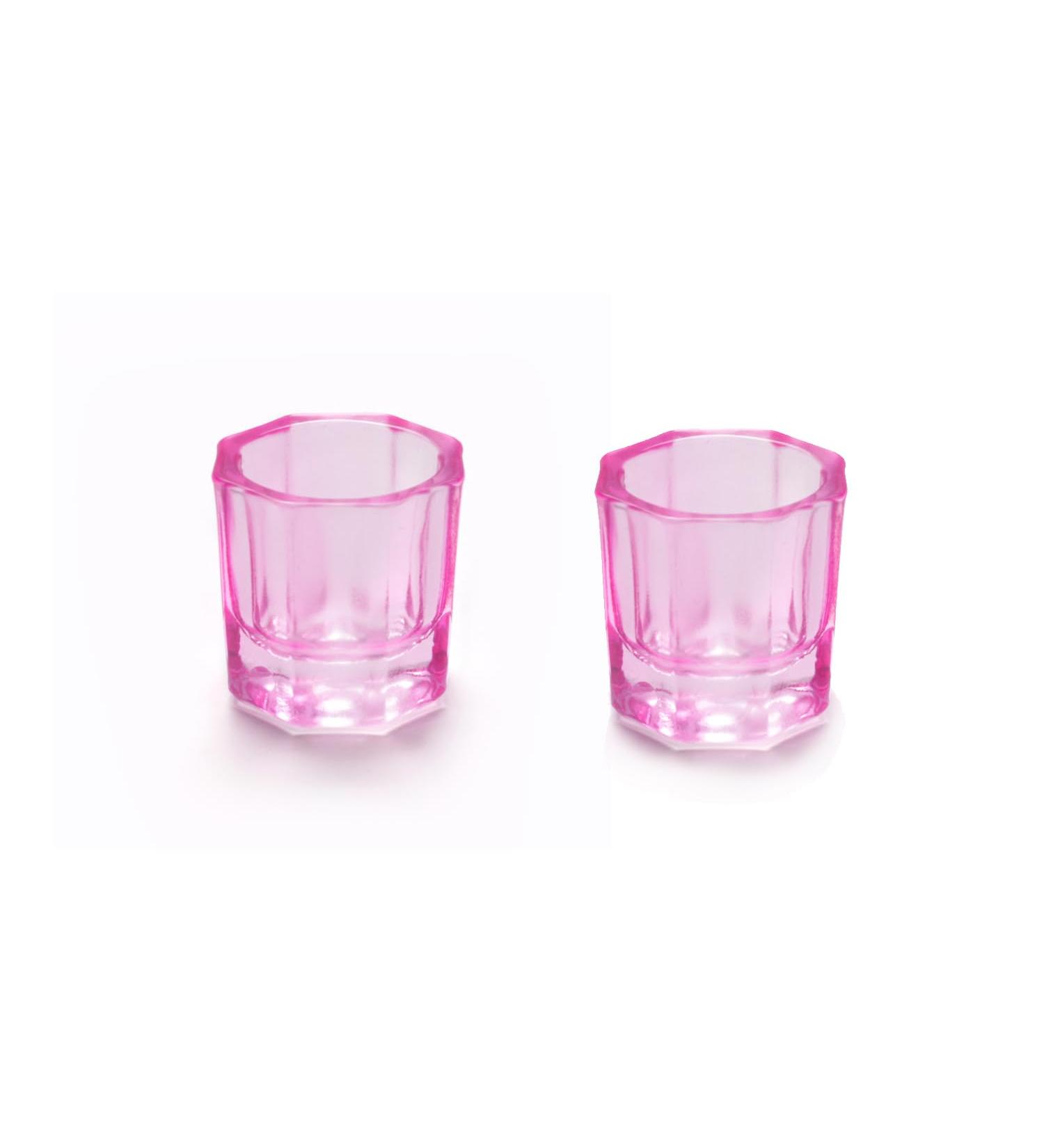 Miaija 2 Pieces Pink Nail Art Glass Crystal Cup Professional Manicure Tint Pot Nail Art Powder Dish Mini Bowl Cups for Nail Art Tools - Buy Online on GoSupps.com