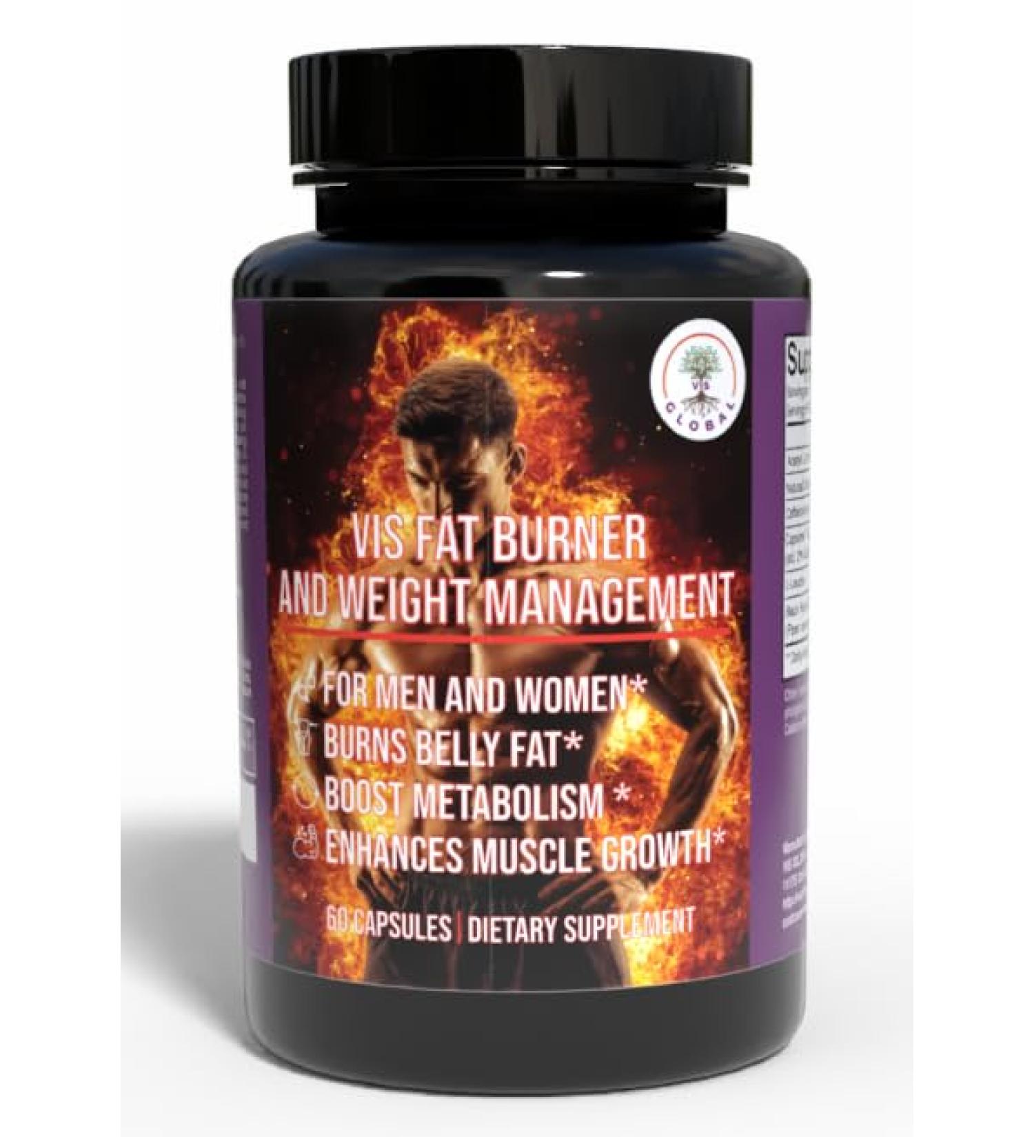 Vis Fat Burner Weight Loss Supplement Weight Management Fat Burner for Men & Women Boosts Metabolism Burns Belly Fat Burner for Women Enhances Muscle Growth- 60 Capsules - Buy Online on GoSupps.com