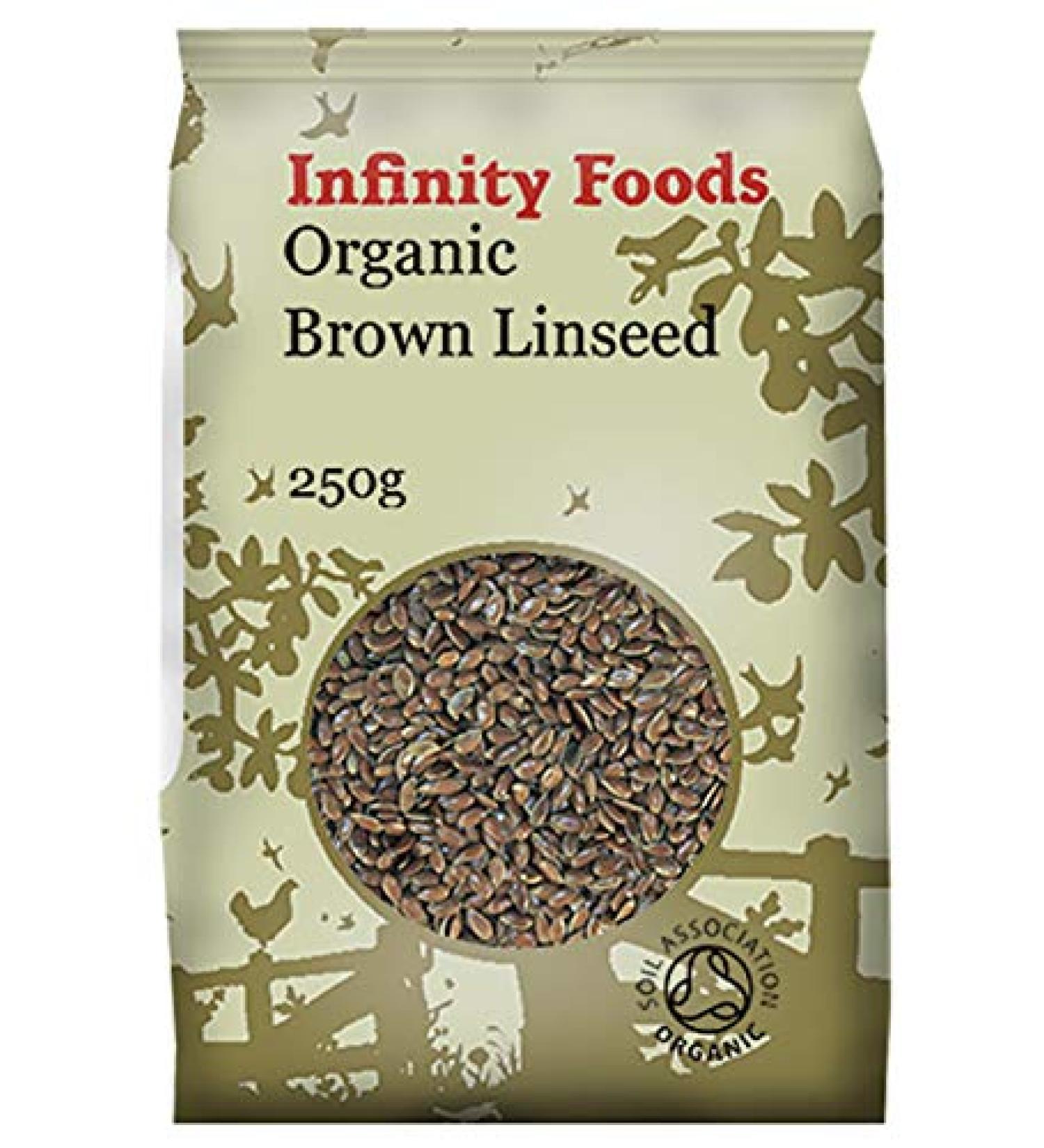 Infinity Foods Organic Whole Brown Flax Seeds Linseed 250g - Nutty 250g