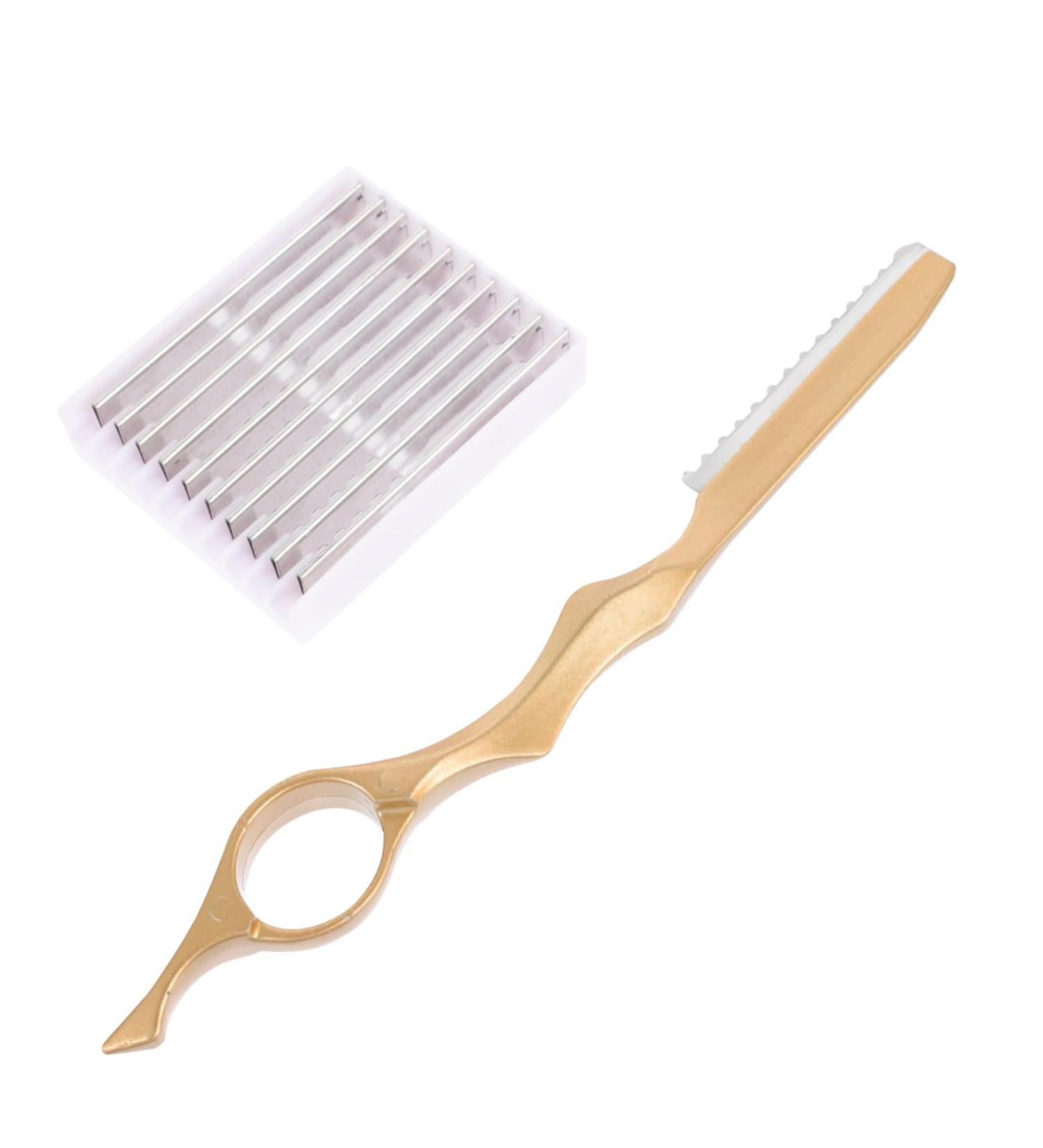Buy Minkissy Thinning Hair Razor Set | Rustproof Steel Hair Styling Tool | 18x2cm Golden Manual Cutter for Salons - International Shipping Available - Buy Online on GoSupps.com