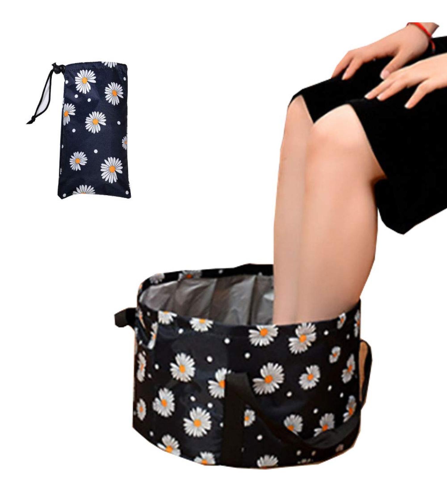 Seneme Collapsible Foot Bath Basin - 18L Portable Foot Tub for Soaking Feet, Waterproof Foot Soaker Bucket for Travel, Camping and Washing Vegetables - Black - Buy Online on GoSupps.com