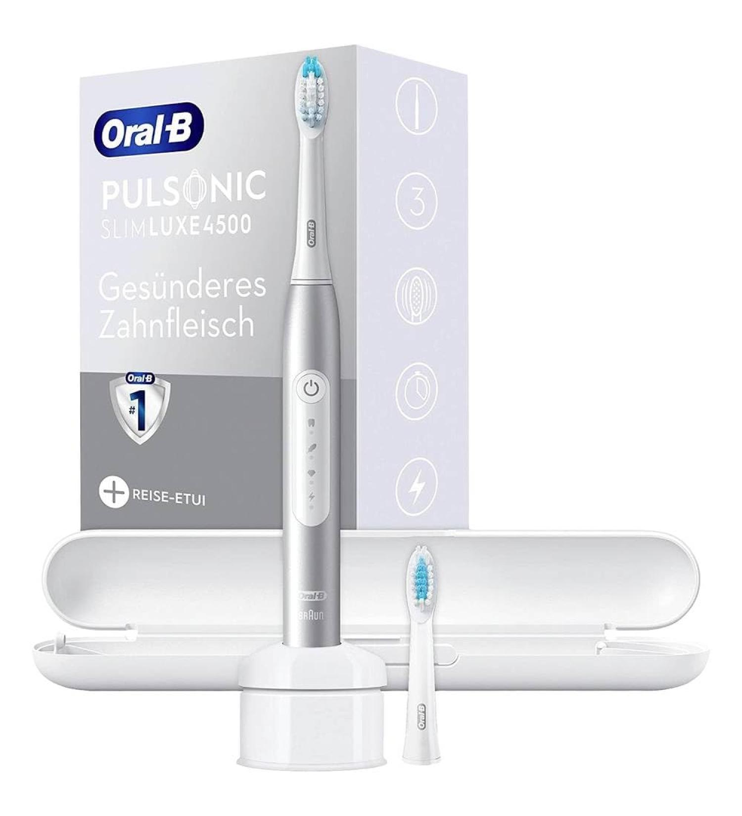 Oral-B Pulsonic Slim Luxe 4500 platinum 4500 Electric Toothbrush Sonic Toothbrush White Silver