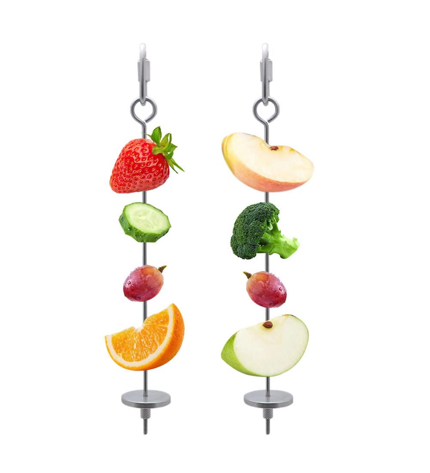 Bird Food Holder Stainless Steel Fruit Vegetable Stick Skewer for Parrots Cockatoo Cockatiel Cage Treating Tool 2 PCS-L - Buy Online on GoSupps.com