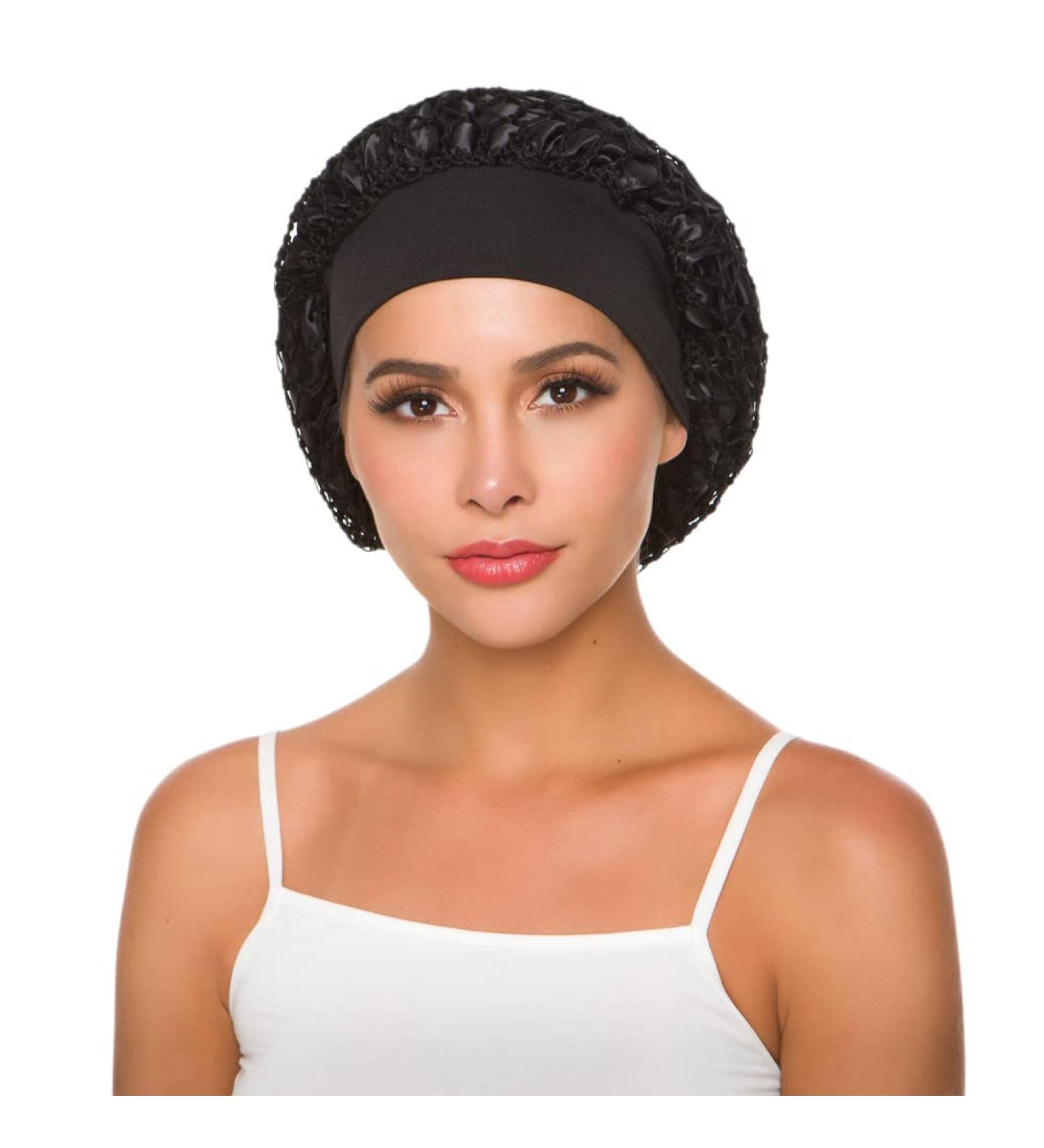 Crochet Hair Net Snood Hat Satin Sleep Cap for Women - Black - Buy Online on GoSupps.com