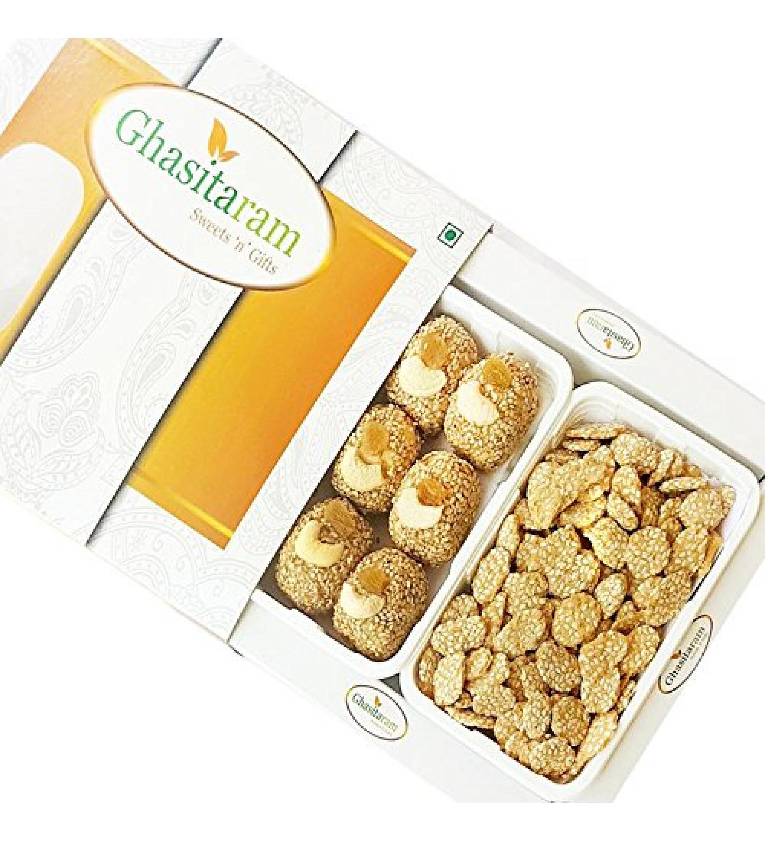 Ghasitaram Gifts Lohri Sweets - Til Laddoo and Gud Revadi Hamper - Buy Online on GoSupps.com