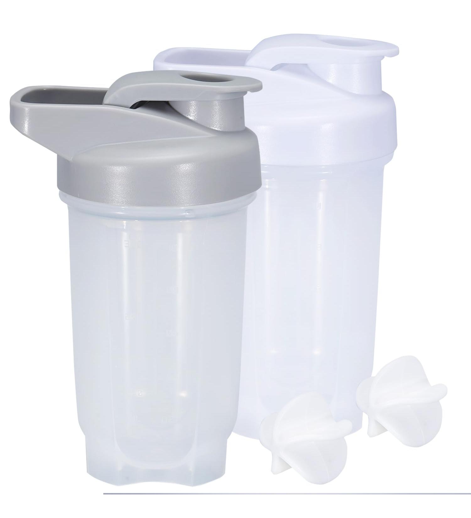 Hiusity Protein Shaker Cup - 300ml Durable & Odor-Neutral for Creamy Fitness Shakes | Gym Shaker with Mixing Ball - Gray & White - Buy Online on GoSupps.com