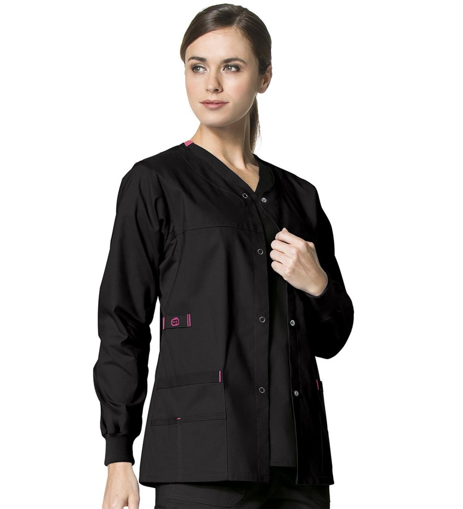 WonderWink Women's WonderFlex Constance Scrub Jacket - Black (Size Large) - Buy Online on GoSupps.com