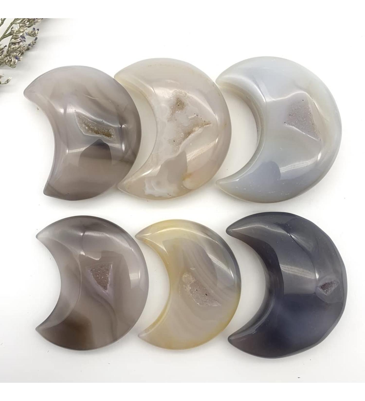 Room Decoration Gemstones for Decoration Natural Geode Agate Moon-Shaped Cluster Handmade Raw Quartz Carved Polished Decoraction Decor Stones Aura Crystal - Buy Online on GoSupps.com