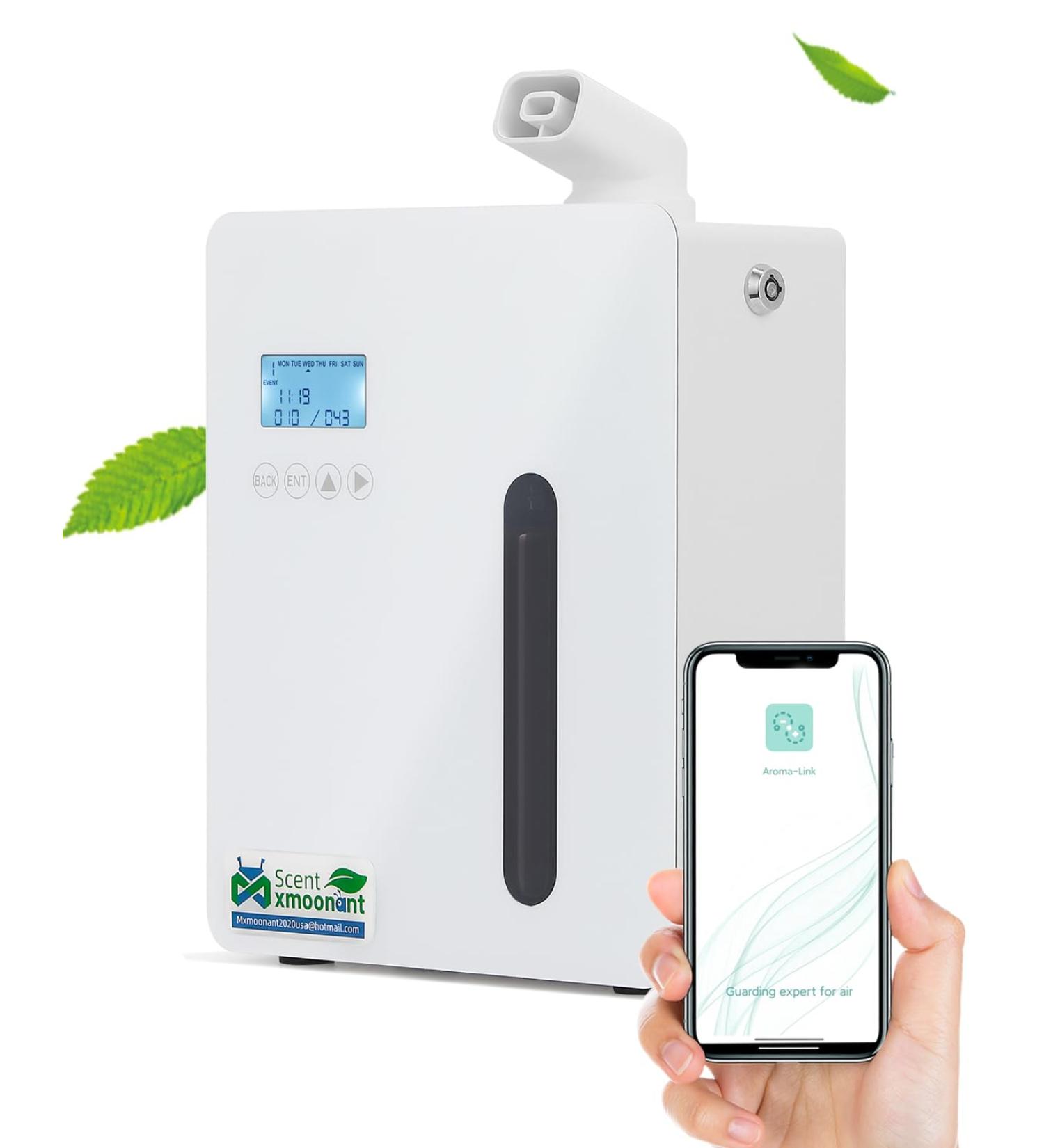 Mxmoonant Aroma Diffuser for Waterless Essential Oils - 600-800m Coverage 300ml Bottle Wall Bracket App Control & Timer - Perfect for Large Rooms & Hotels - Buy Online on GoSupps.com