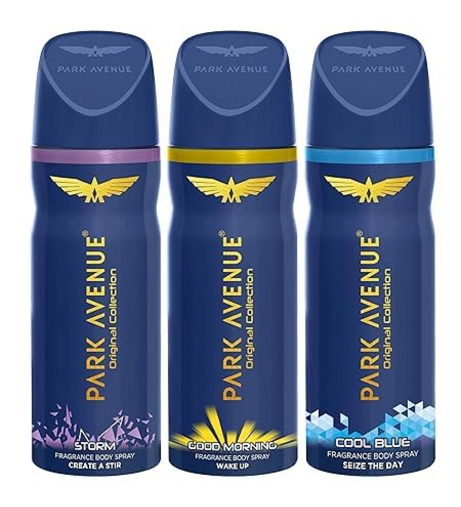 Buy Pa_rk Avenue Original Collection Deodorant for Men - Fresh Long-lasting Aroma (Cool Blue Good Morning & Storm) - 150ml x3 | International Shipping Available - Buy Online on GoSupps.com