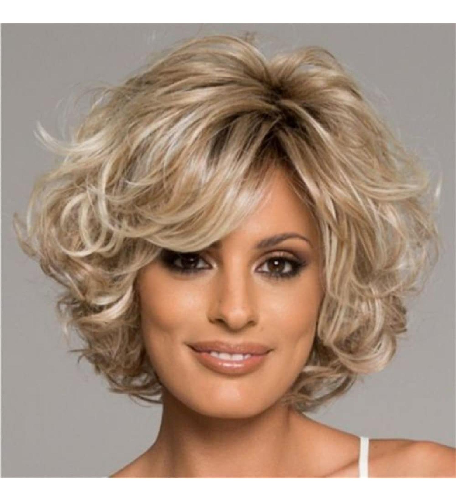 XULAIP Women's Blonde Short Layered Wig - Curly Heat-Resistant Fluffy Side Part Hairpiece - Buy Online on GoSupps.com