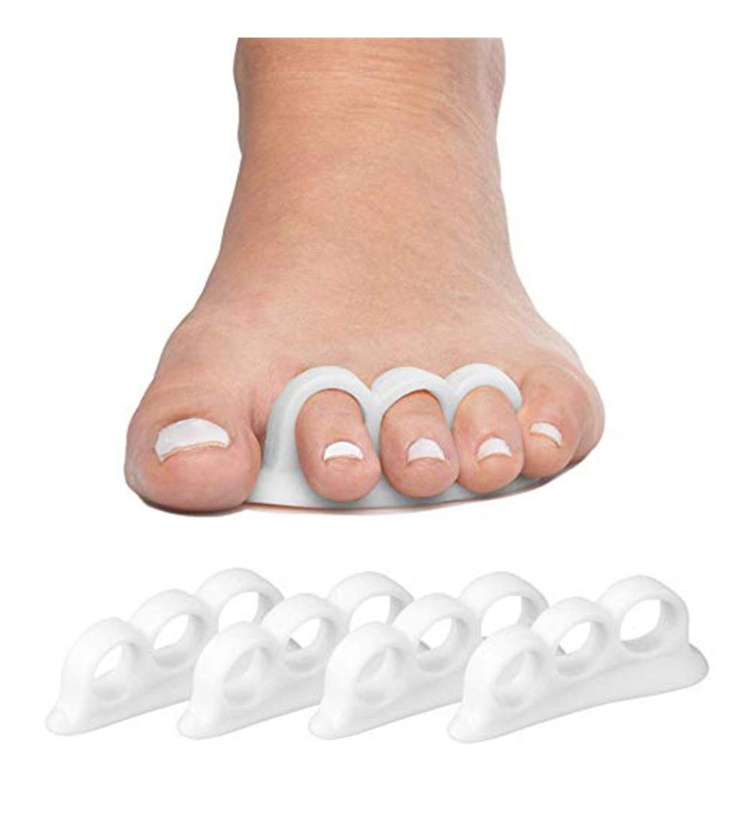 4x Silicone Gel Toe Separator & Hallux Valgus Toe Stretcher - Premium Forefoot Pads for Pain Relief | International Shipping Available - Buy Online on GoSupps.com