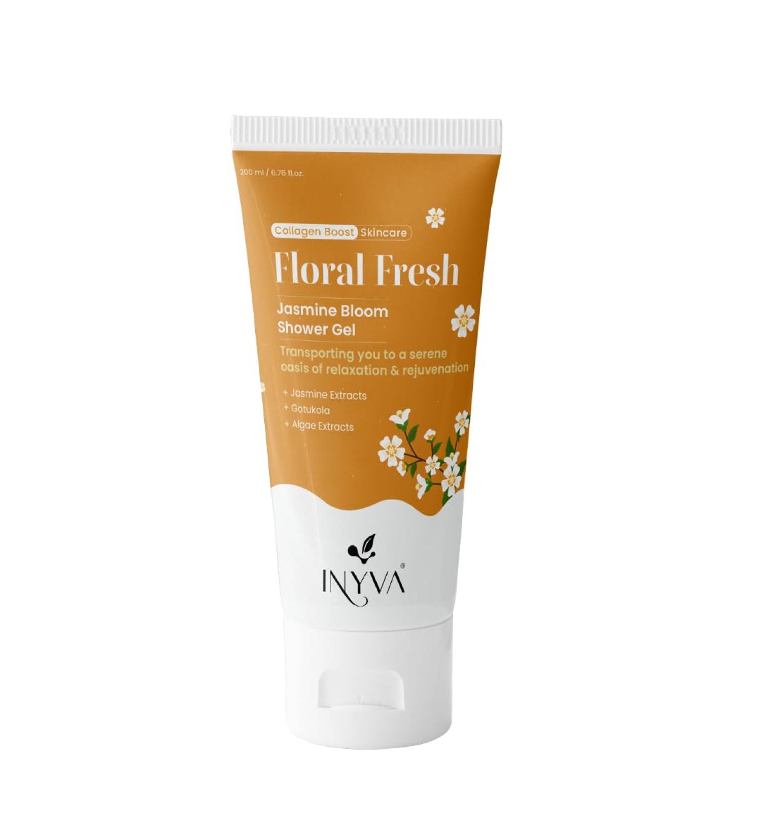 FloralFresh Jasmine Bloom Shower Gel - Hydrating & Soothing Cleanse with Algae & Gotukola | Luxurious Floral Scent for All Skin Types - 200ml - Buy Online on GoSupps.com