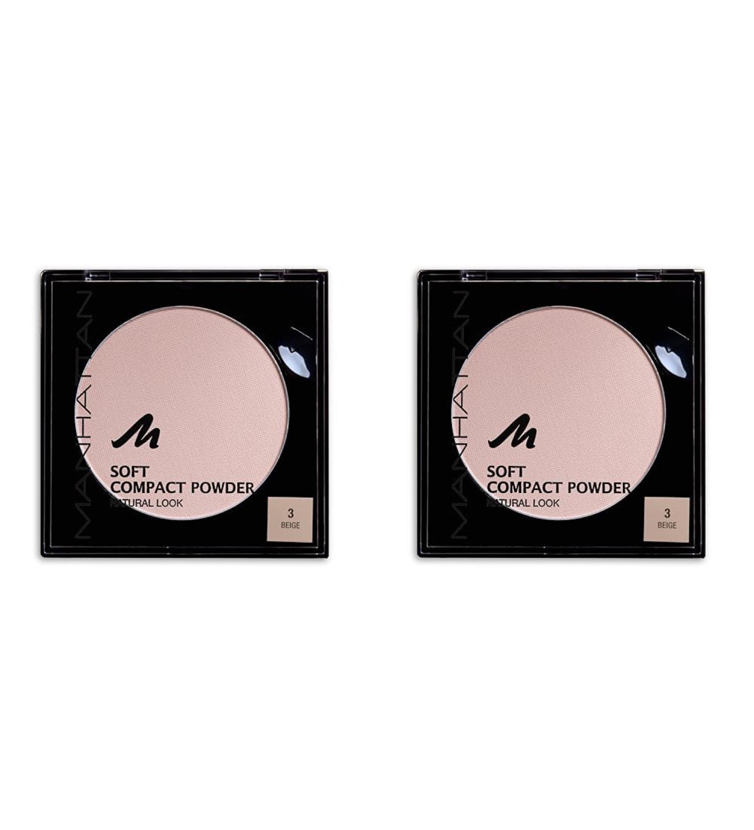 Buy Manhattan Soft Compact Powder - Beige 3 (2-Pack) | Matt Finish for Even Complexion | International Shipping Available - Buy Online on GoSupps.com