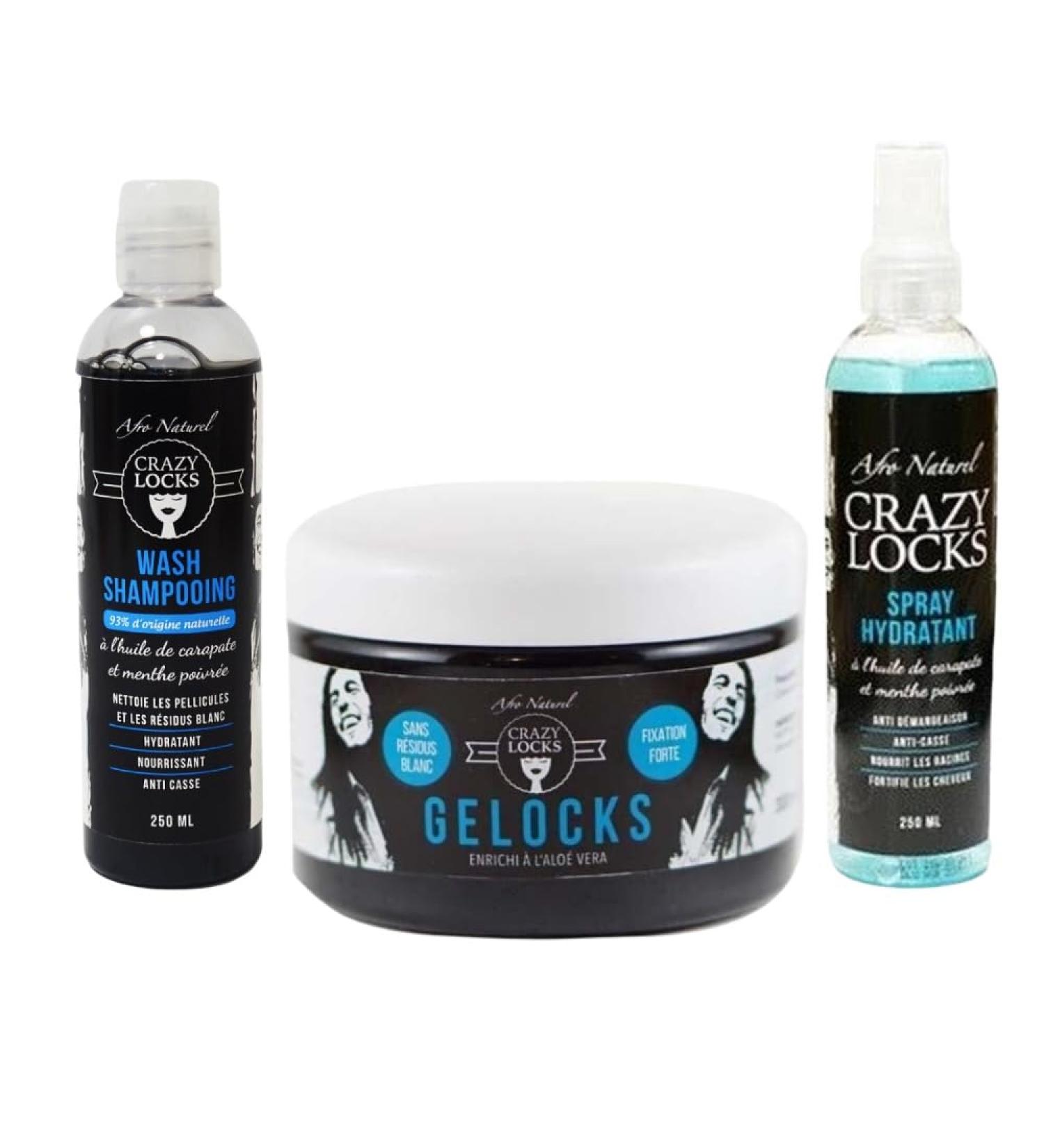  crazy pouss Locks Gelocks Fixation Forte (Black) + Carapate Oil Wash Shampoo + Carapate Oil & Peppermint Moisturizing Spray - Buy Online on GoSupps.com