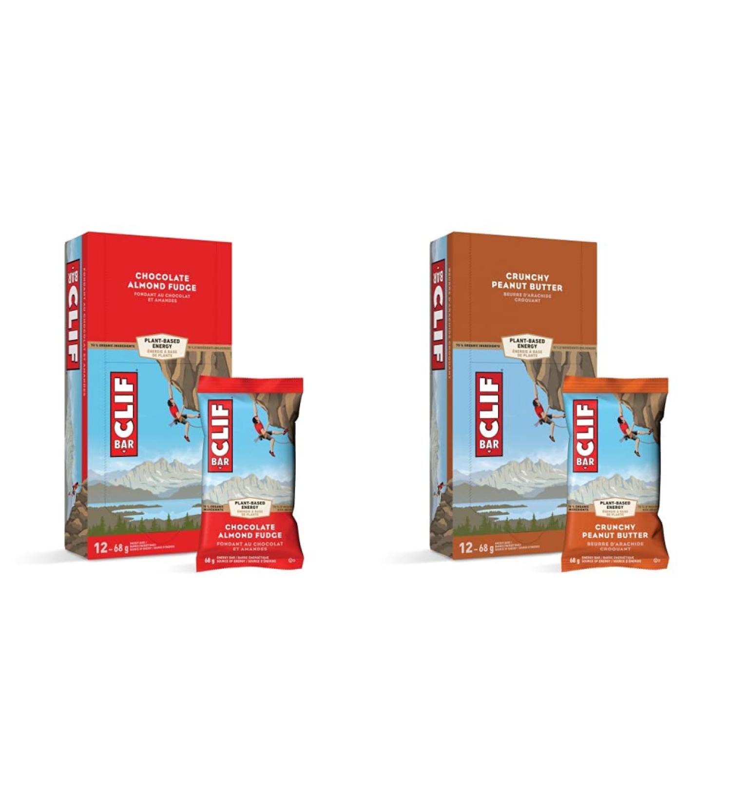 CLIF BAR - Energy Bars - Chocolate Almond Fudge Packaging May Vary & CLIF BAR - Energy Bars - Crunchy Peanut Butter - (68 Gram Protein Bars 12 Count) Packaging May Vary - Buy Online on GoSupps.com