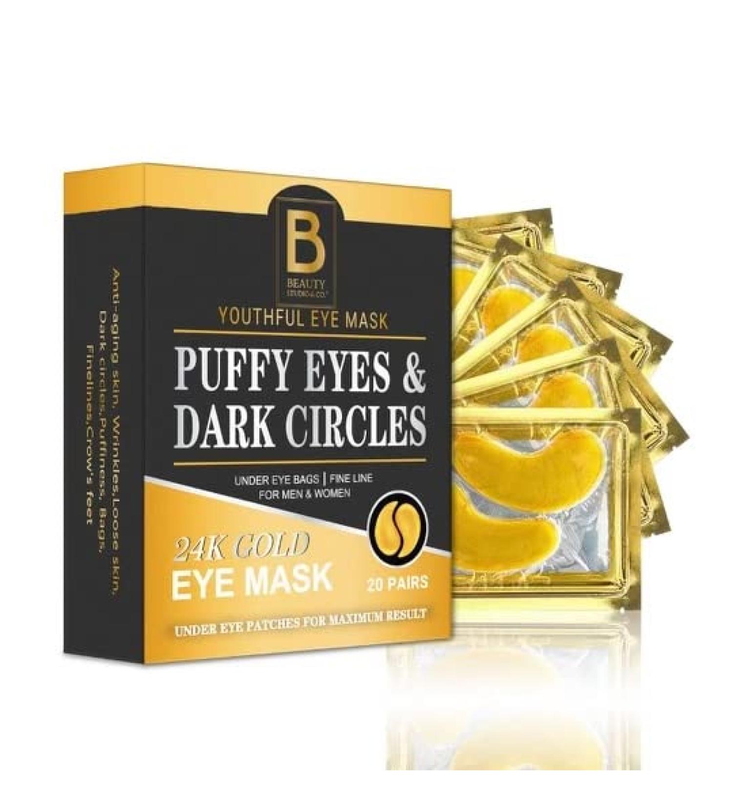 24K Gold Under Eye Mask Patches for Dark Circles, Puffiness, and Wrinkles - Beauty Studio & Co - Buy Online on GoSupps.com