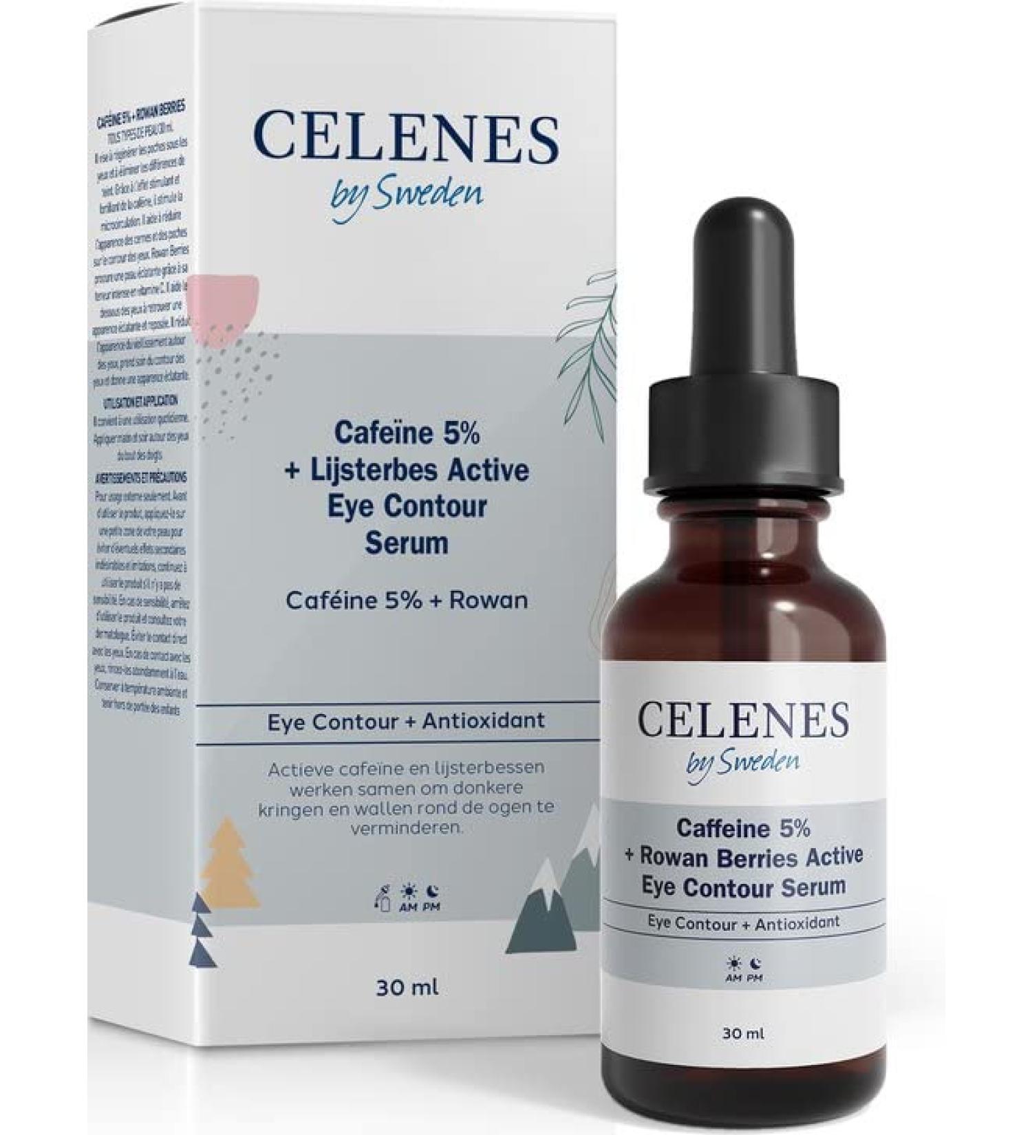 CELENES by Sweden Active Eye Contour Serum - 5% Caffeine + Rowan Berry Alcohol Free Perfume Free Paraben Free - 30 ml - Buy Online on GoSupps.com