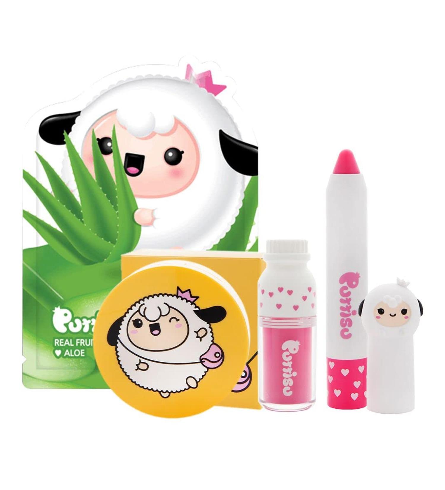 Shop Face Starter Set | 4-Piece Facial Mask Lip Crayon Lip Gloss & Sun Cushion - Best for Glowing Skin - Buy Online on GoSupps.com