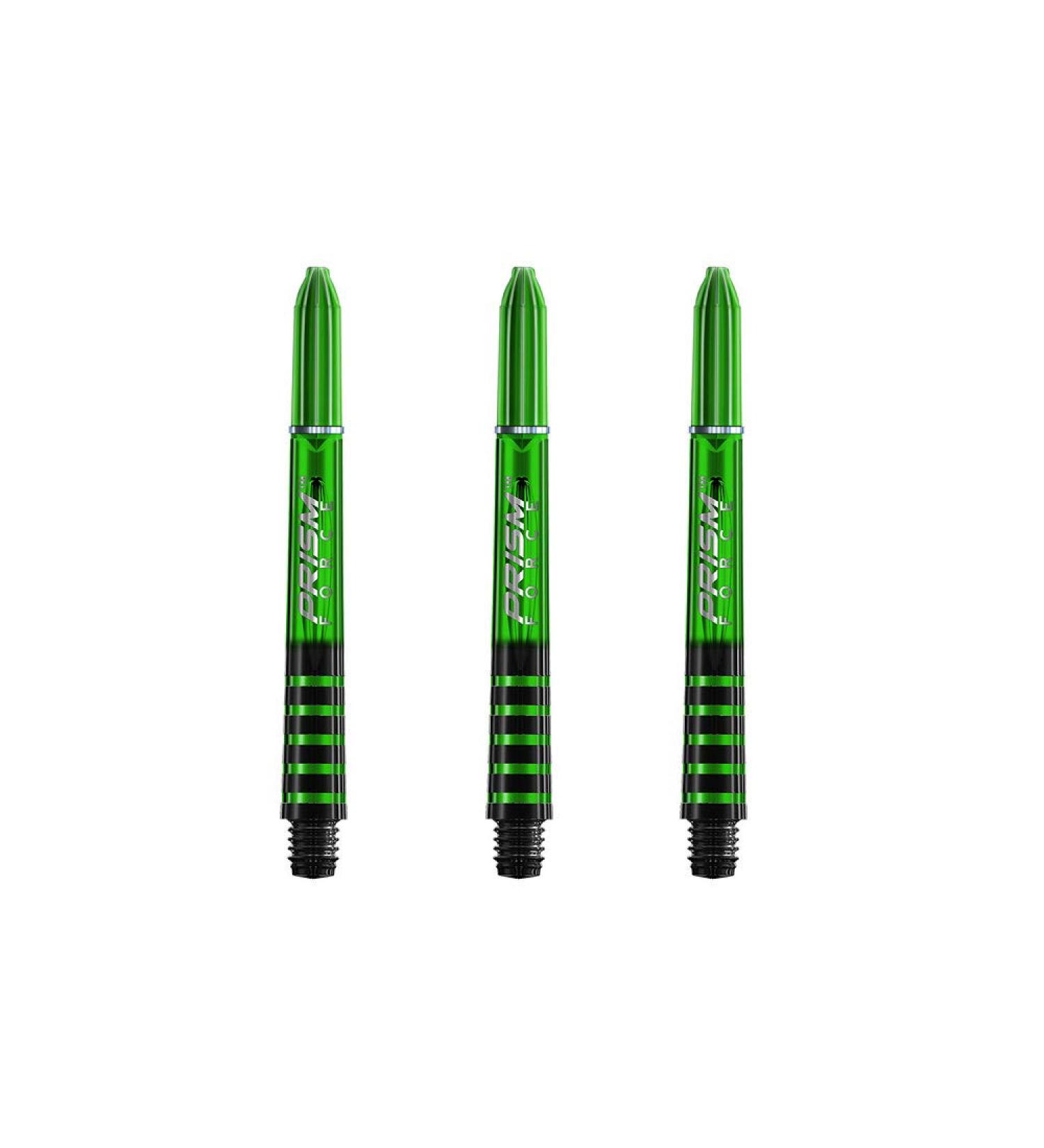 Winmau Prism Force Dart Shafts, Force Grip Zone Stems, Short 36mm, Green (3 Sets)