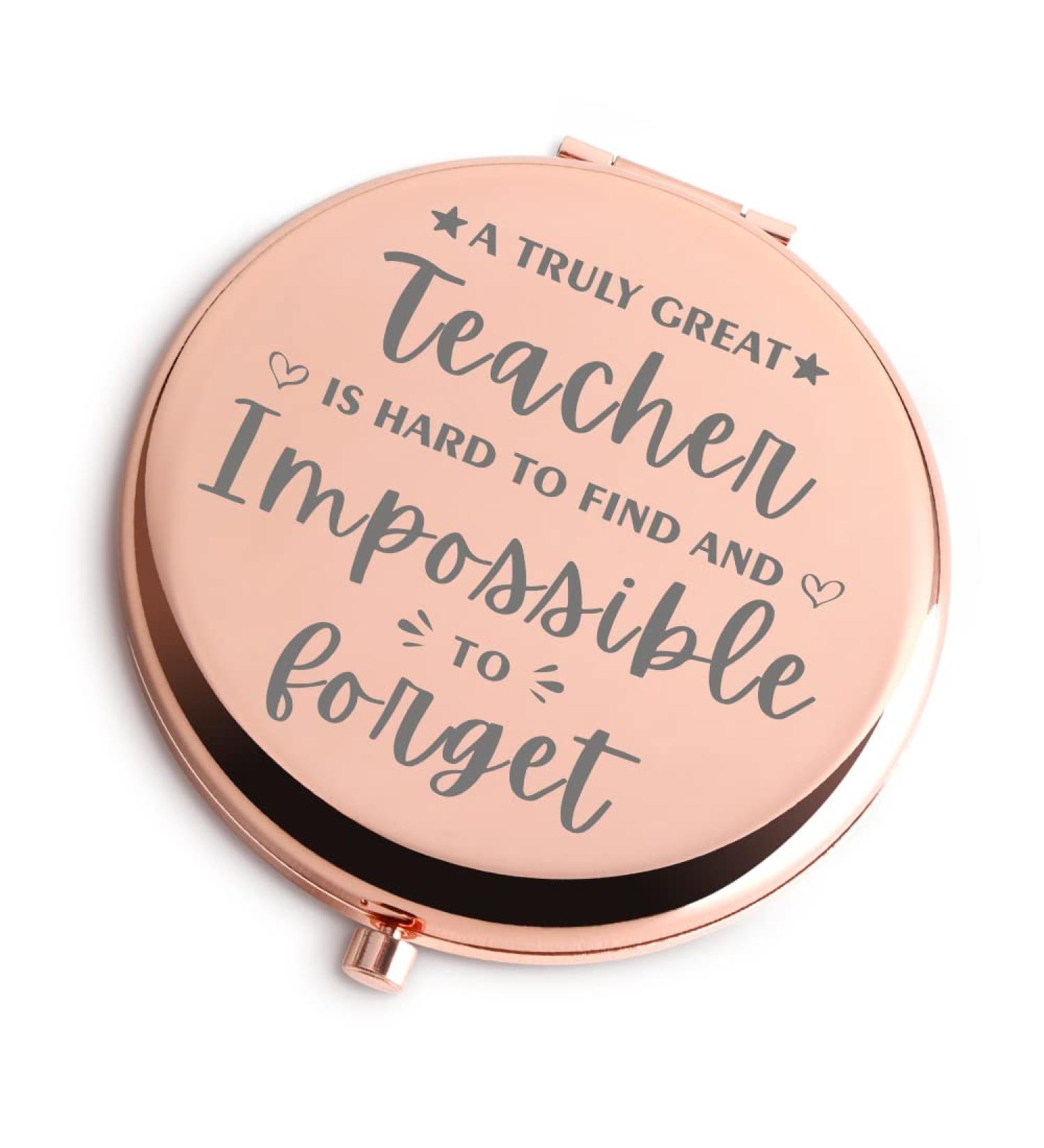 Rose Gold Teacher Gifts: Compact Mirror for Women - Inspirational Teacher Appreciation Gift for Teachers Day, Birthday, Christmas, Graduation - Unique Teacher Assistant Present - Buy Online on GoSupps.com
