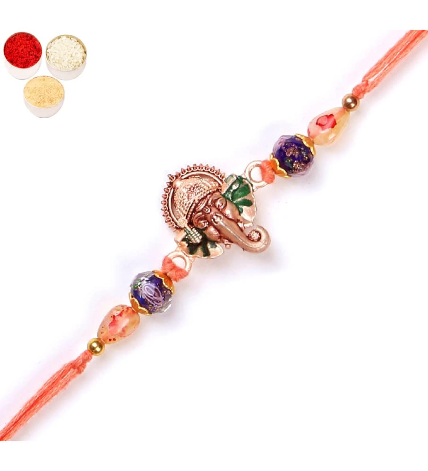 Ghasitaram Gifts Rakhi for Brother Rakhis Online - L-1 Ganesha Rakhi Single Rakhi Only - Buy Online on GoSupps.com