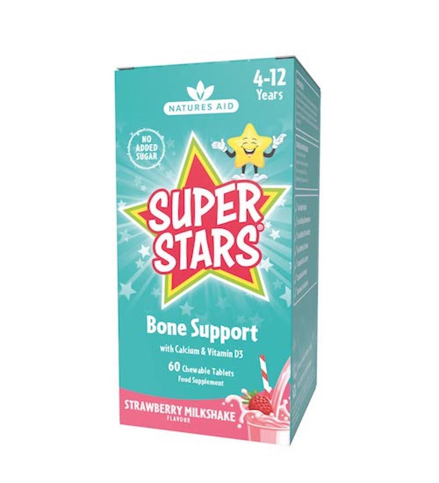 Natures Aid Super Stars Bone Support 4-12 Years 60 Chewable Tablets - Buy Online on GoSupps.com