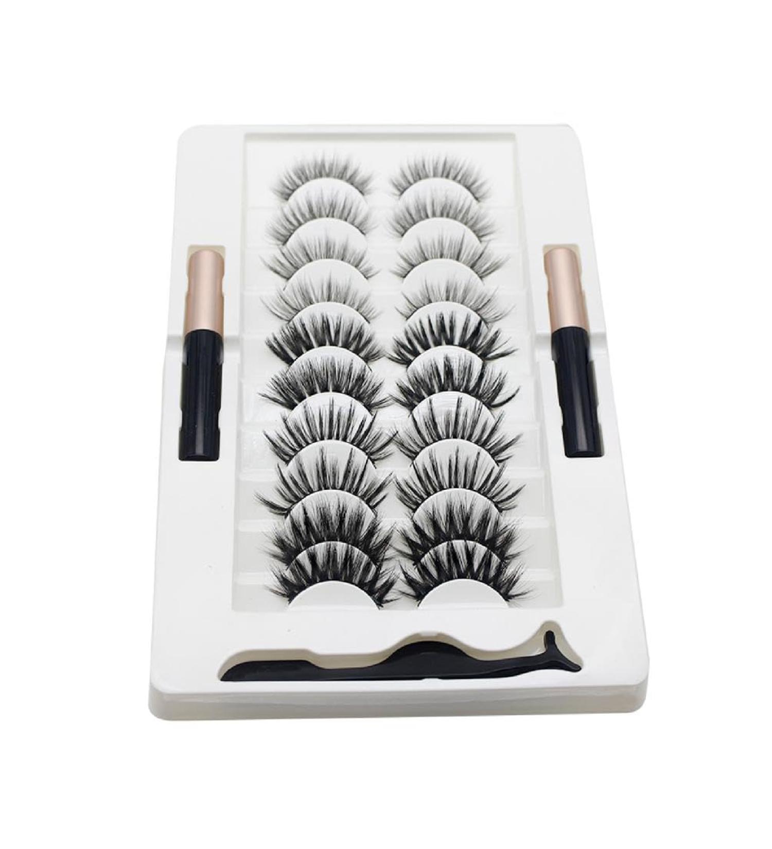 10 Pair Magnetic Eyelashes Magnetic Eyelash Kit Magnetic Eyeliner With Magnetic False Lashes Natural Look-No Needed Magnetic Eyeliner And Eyelashes Kit - Buy Online on GoSupps.com