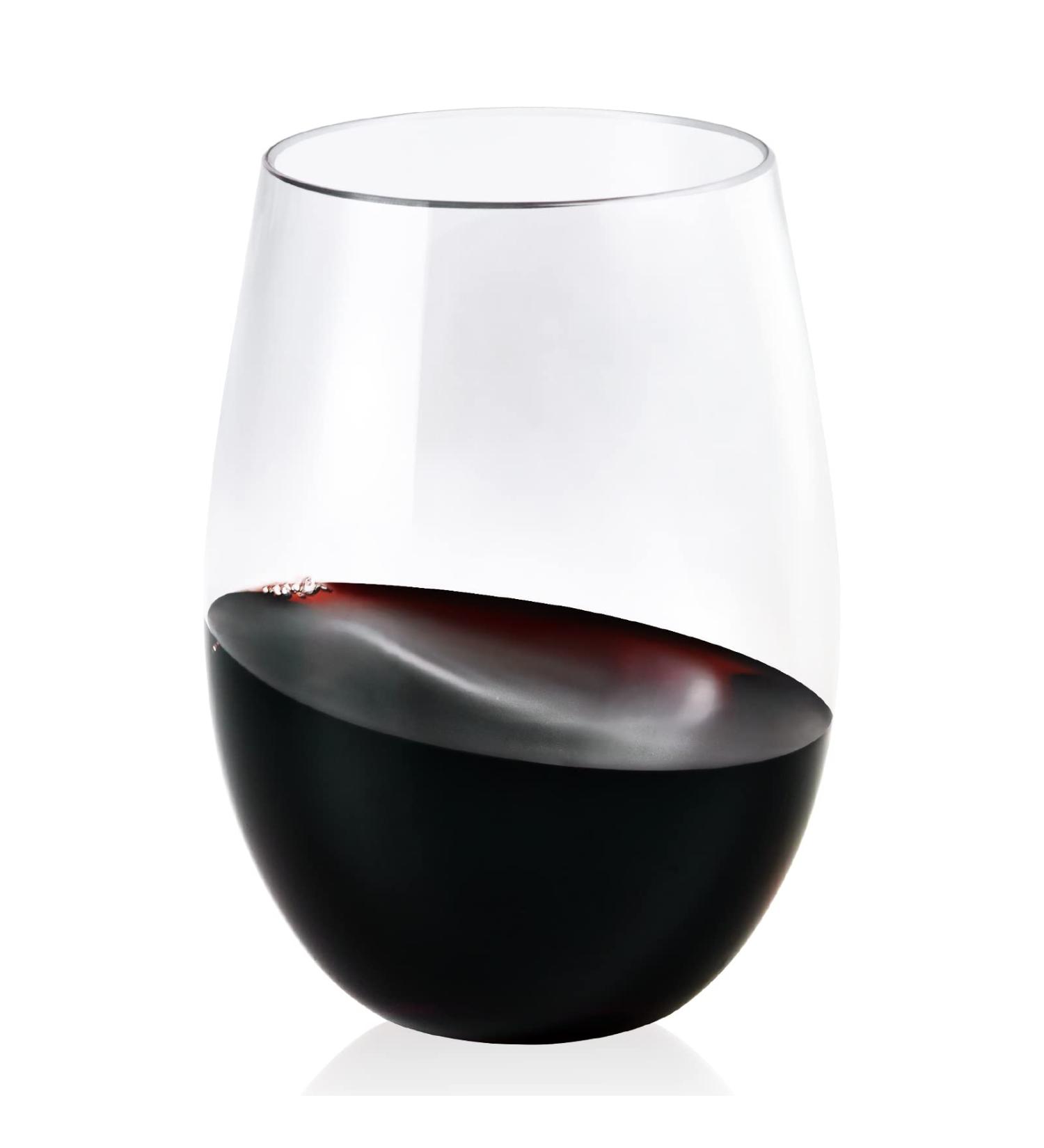 Focusline 20 Pack 16 Oz Plastic Wine Glasses | Heavy Duty Stemless Cups for Wedding or Party - Disposable & Reusable Shatterproof Wine Glasses - Clear Unbreakable - Buy Online on GoSupps.com