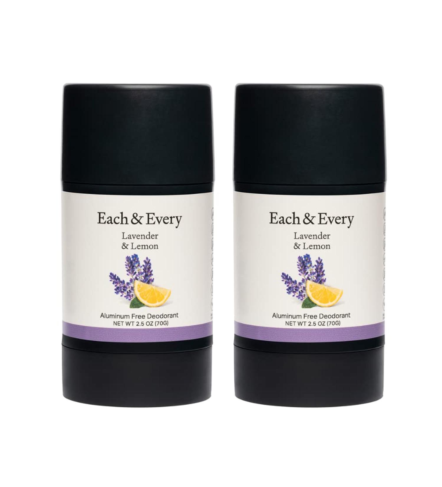 Each & Every Natural Aluminum-Free Deodorant for Sensitive Skin - Lavender & Lemon (2-Pack, 2.5 oz) - Buy Online on GoSupps.com