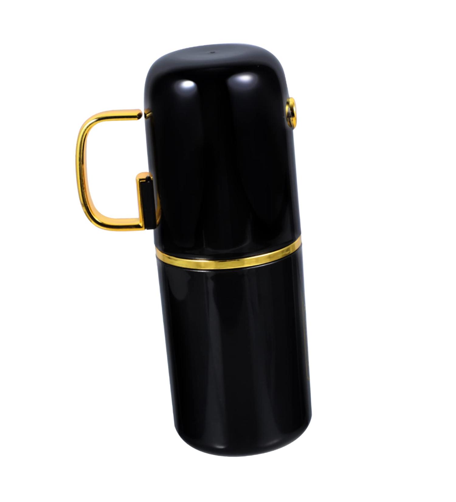 Travel Toothbrush Cup Set - Portable Gilded Mouthwash & Toothpaste Holder - Black 20x7.5CM for International Shipping - Buy Online on GoSupps.com