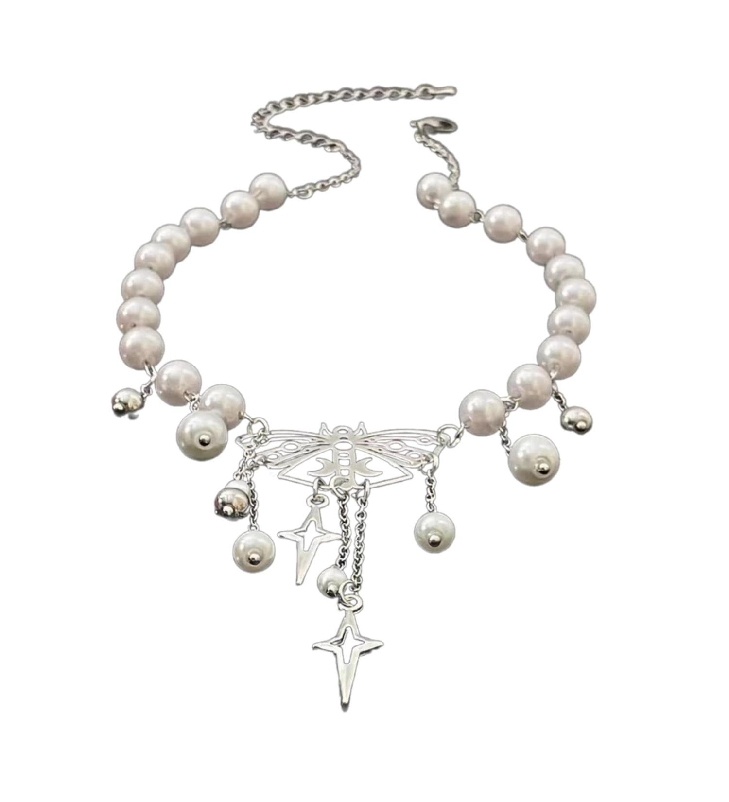 Shop Stylish Faux Pearl Butterfly Pendant Necklace - Adjustable Fashion Jewelry for Women | OralGos - International Shipping Available - Buy Online on GoSupps.com