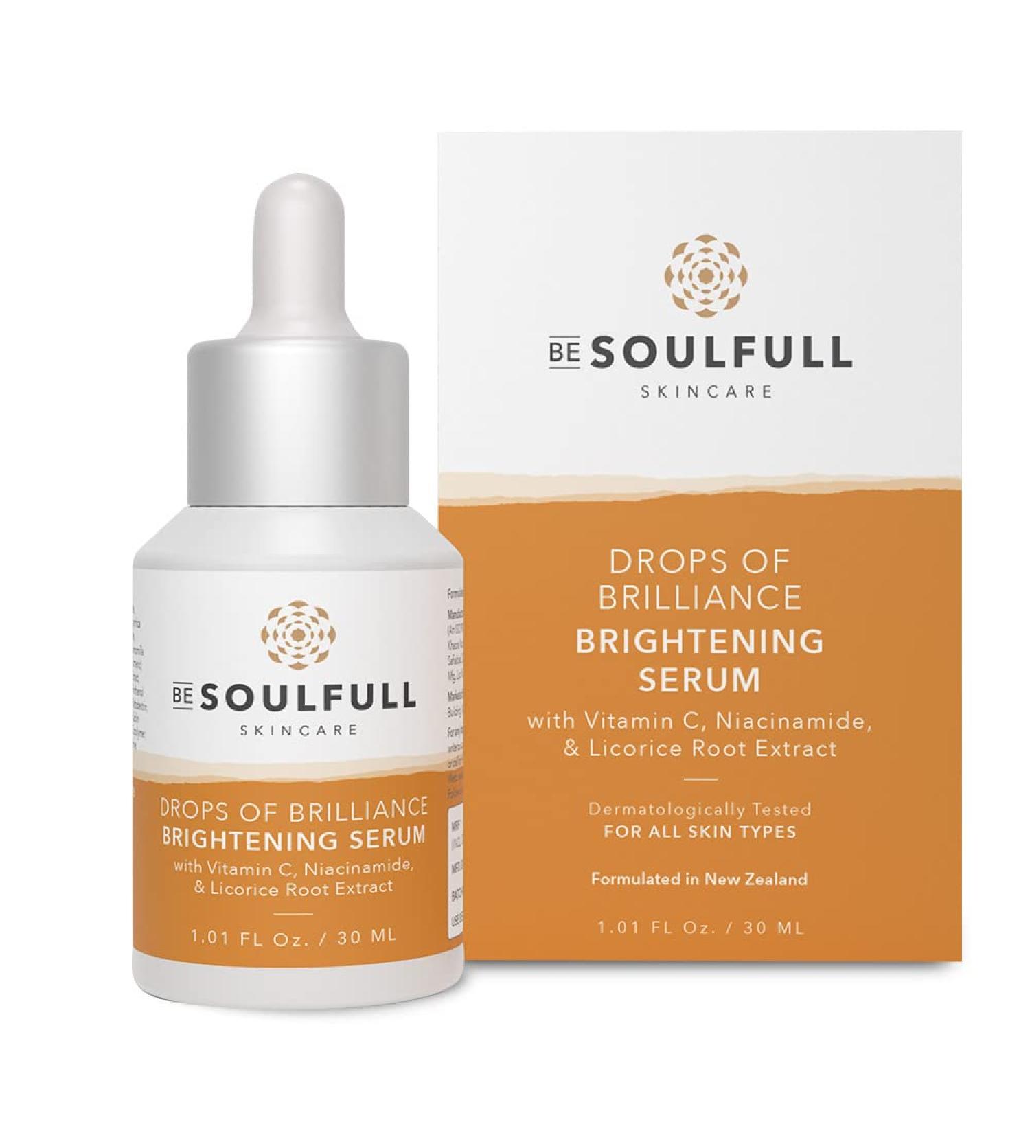 BE SOULFULL Vitamin C Serum with Niacinamide - Brightening & Anti-Aging Serum for Glowing Skin - Reduce Wrinkles & Dark Spots - 15ml / 30ml - Buy Online on GoSupps.com