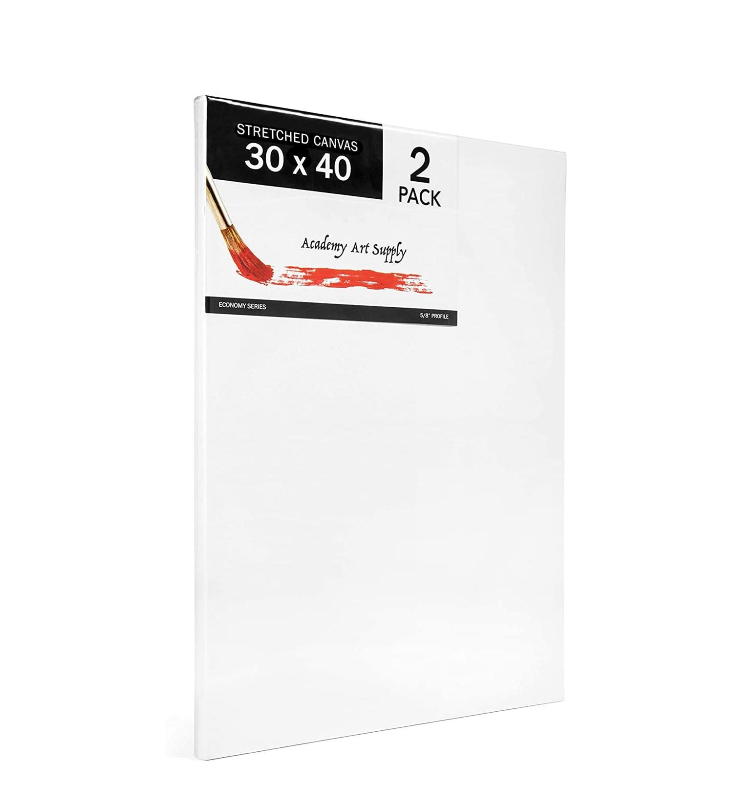 Academy Art Supply 30x40 Stretched Canvases - Pack of 2 | Blank Primed Heavy Cotton Canvas for Acrylic & Oil Painting - Buy Online on GoSupps.com