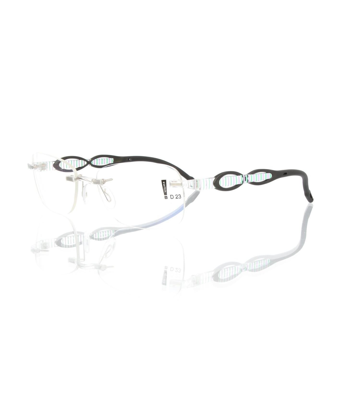switch it set Combi 2354 interchangeable temples in the color transparent ellipse black stripes lilac-green