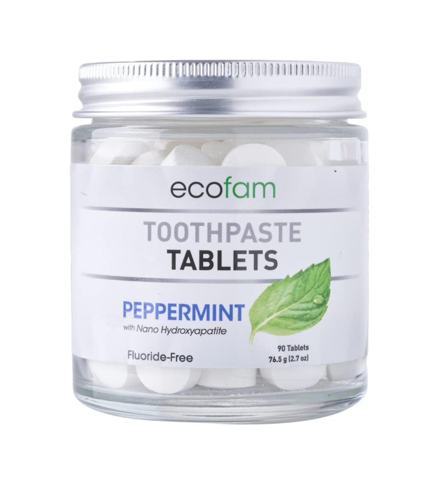 Toothpaste Tablets - Peppermint | Chewable Fluoride-Free Hydroxyapatite Tablets for Fresh Breath | 90 Count Pack - Buy Online on GoSupps.com