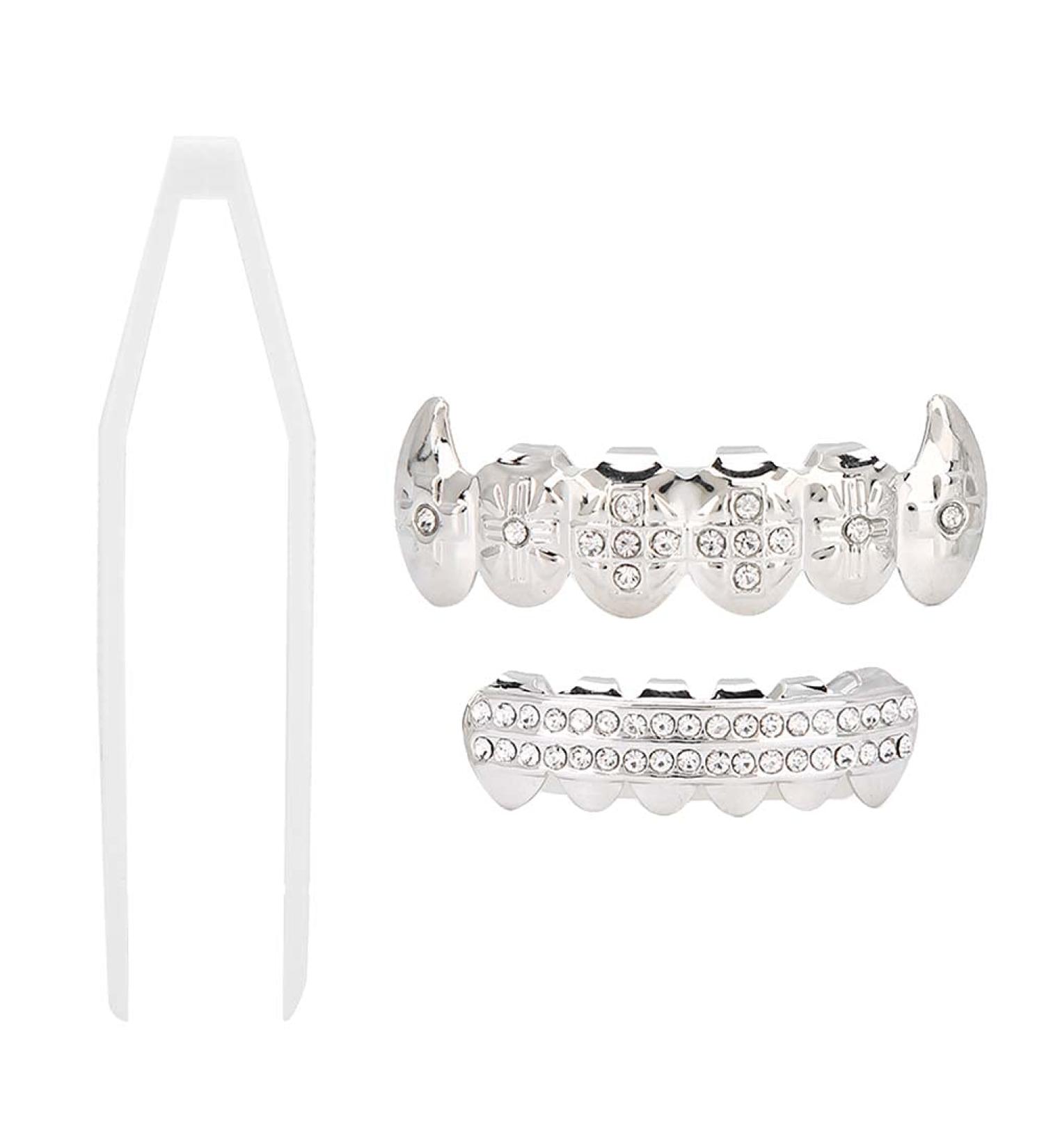 Shop Unique Silver Rhinestone Denture Sets for Halloween & Festivals | Perfect for Parties & Role-Playing Games - Buy Online on GoSupps.com