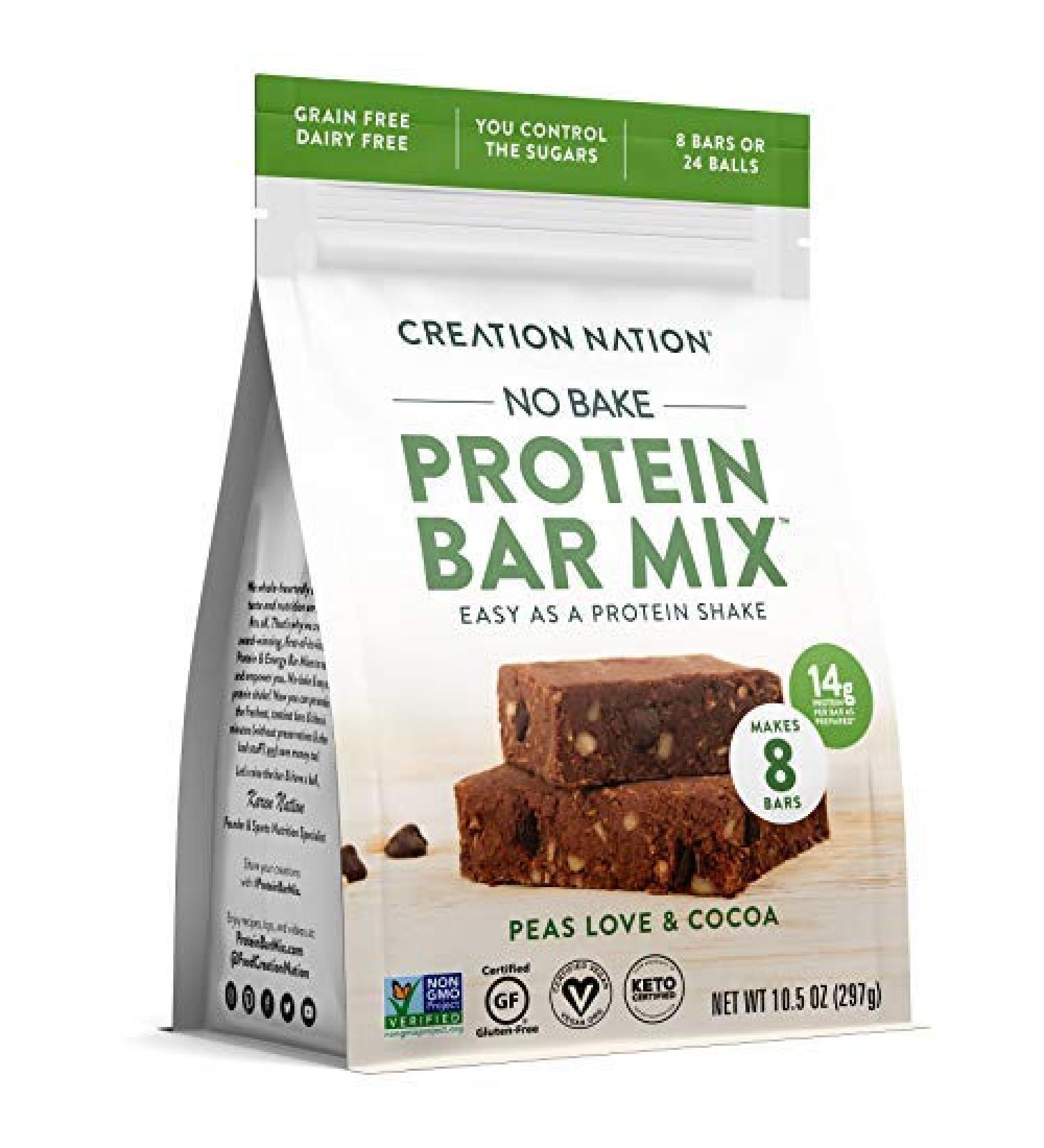 Keto Vegan Protein Bar Mix - No-Bake, 14g Protein/Bar. Gluten-Free & Grain-Free. Peas Love & Cocoa Flavor. Makes 8 Bars or 24 Protein Balls - Vegan Snack Option - Buy Online on GoSupps.com