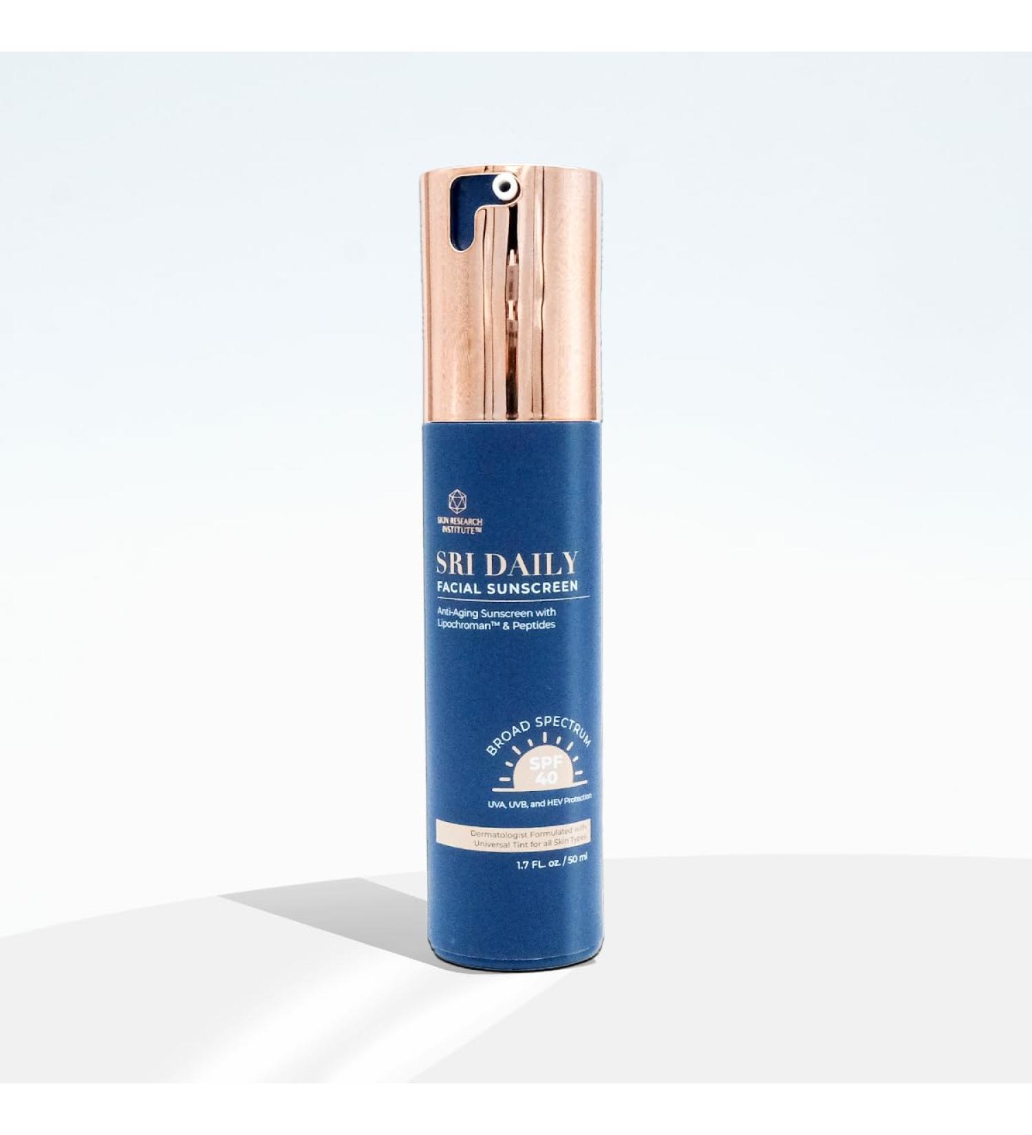 SRI Daily Facial Sunscreen SPF 40 - Anti-Aging Lipochroman & Peptides Weightless Transparent Zinc Oxide - Universal Tint 1.7 OZ - Shop Internationally - Buy Online on GoSupps.com