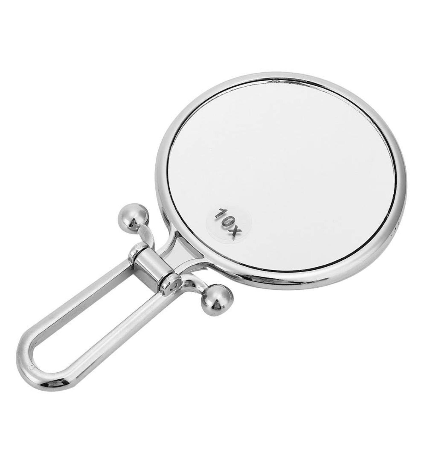 10x Magnifying Handheld Mirror - Double Sided Travel Mirror with Adjustable Handle | Portable Cosmetic Mirror (Silver) - Buy Online on GoSupps.com