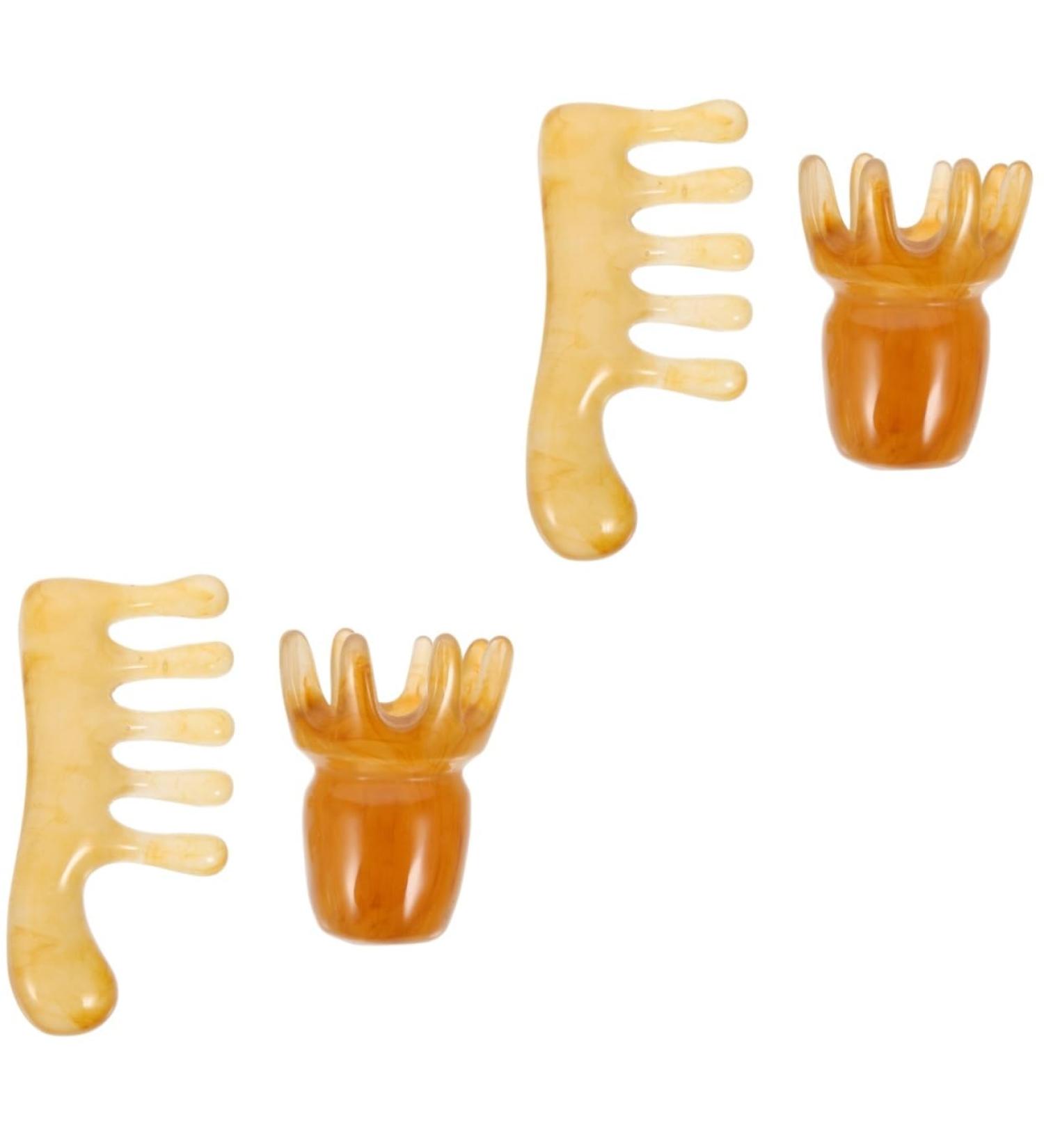 Magiclulu 4-Piece Resin Scalp Massage Comb Set - Large Gua Sha & Hand Tools for Hair & Scalp Relaxation | International Shipping Available - Buy Online on GoSupps.com