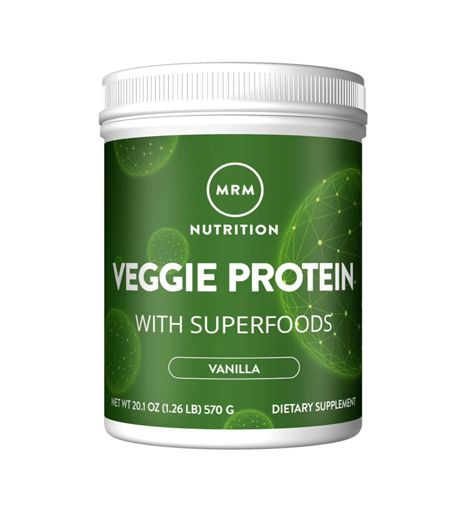 MRM Veggie Protein with Superfoods - Vanilla Flavor, 1.26 lb (570 g) | Plant-Based Protein Powder - Buy Online on GoSupps.com