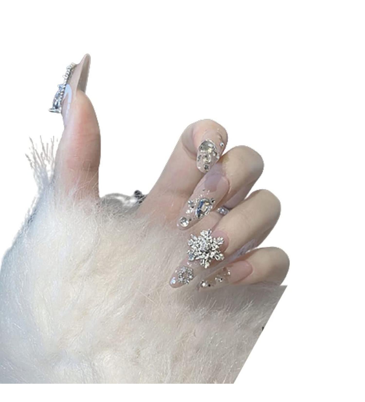 Press on Nails Christmas Snowflakes Artificail Nails with Decorative Diamonds Fake Nail Bridegirl Girl for Women Girls (Color : Snowflake Size : S) (Color : Snowflake Size : S) (Snowflake M) Snowflake Medium - Buy Online on GoSupps.com