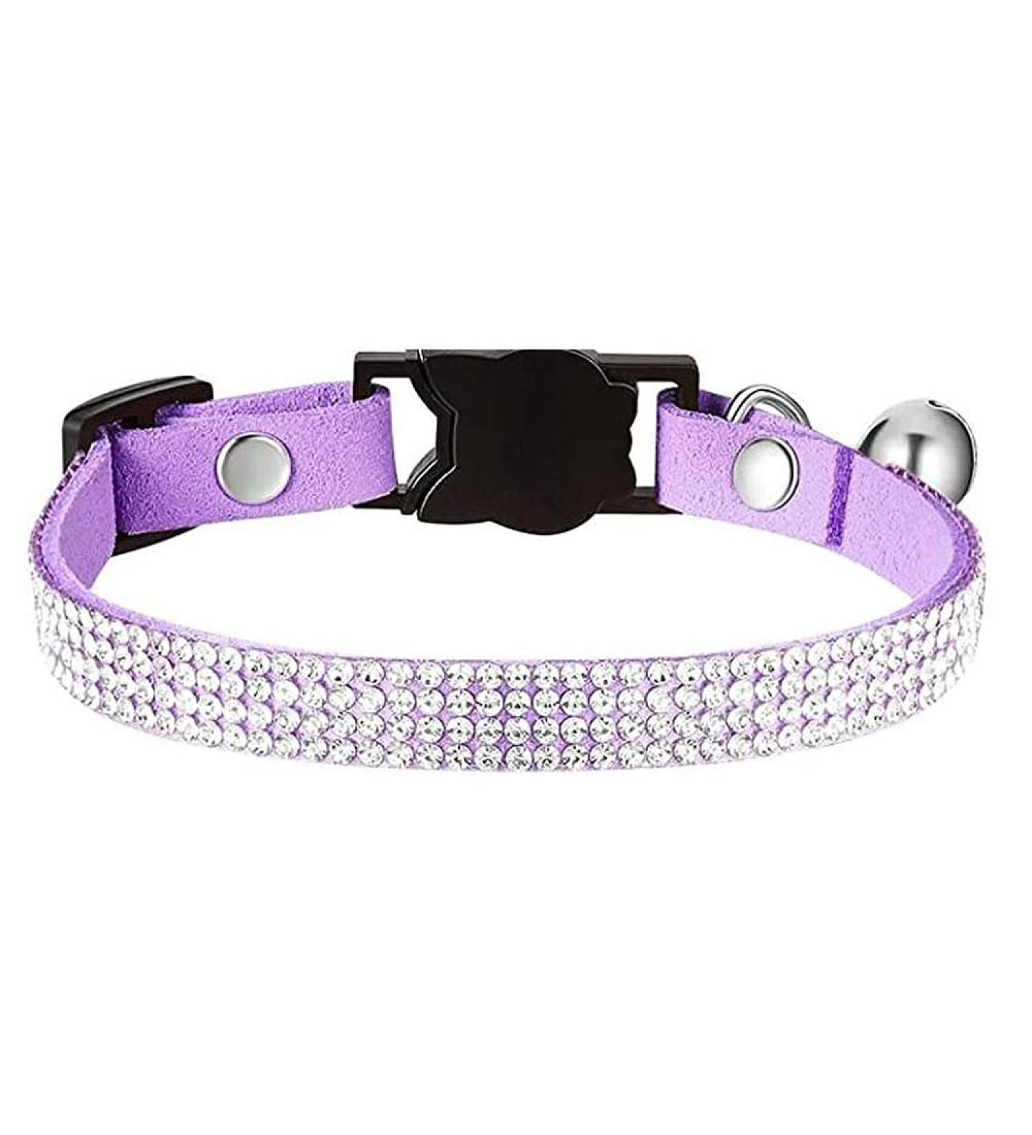 haoyueer Rhinestones Dog Cat Collars with Bell Bling Pet Puppy Collars with Soft Velvet Crystal Collars Girl Jeweled Necklace (Purple) - Buy Online on GoSupps.com