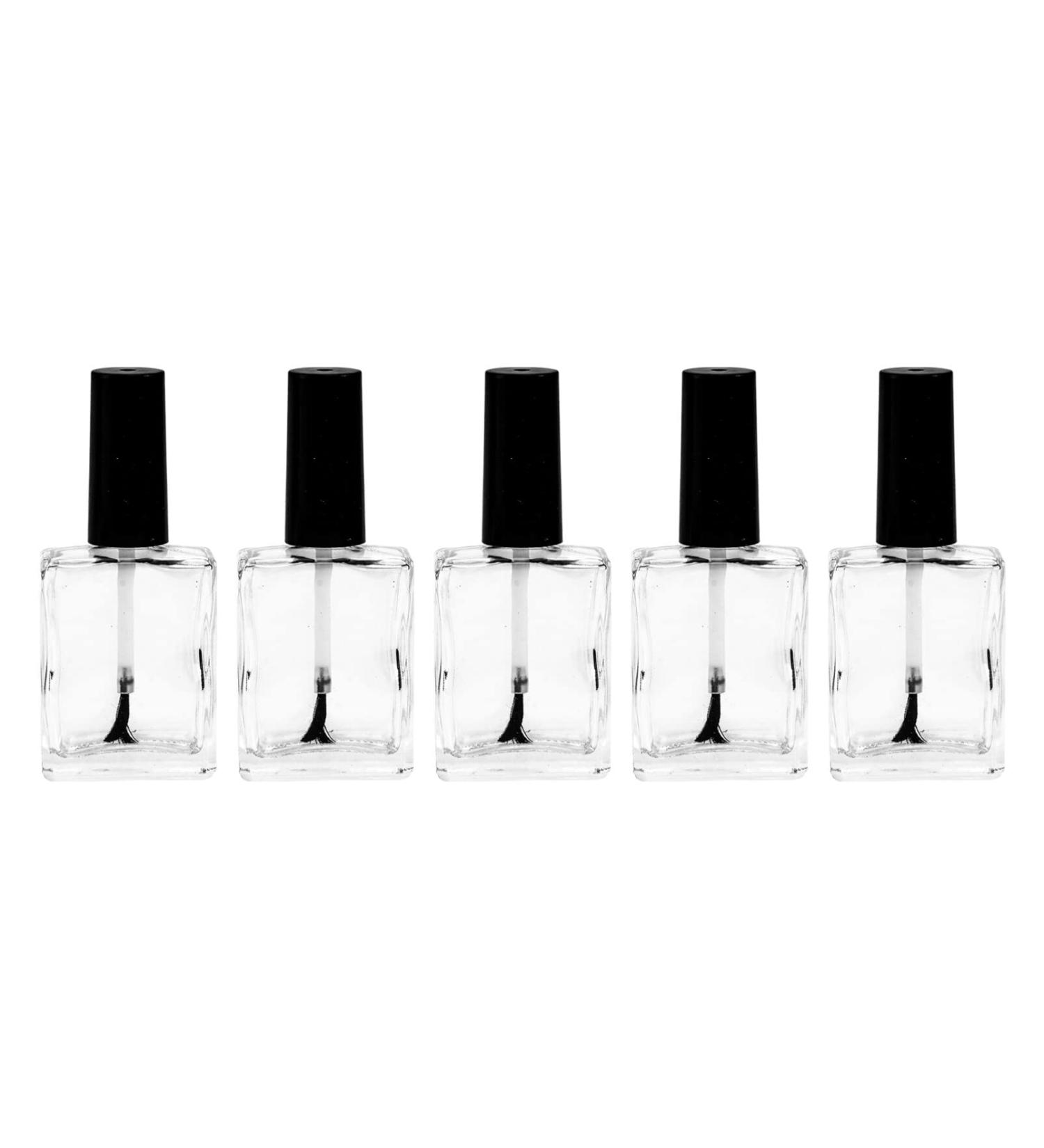 Frcolor 5pcs 15ml DIY Square Nail Polish Glass Bottles - Refillable Empty Vials with Brush for International Shipping - Buy Online on GoSupps.com