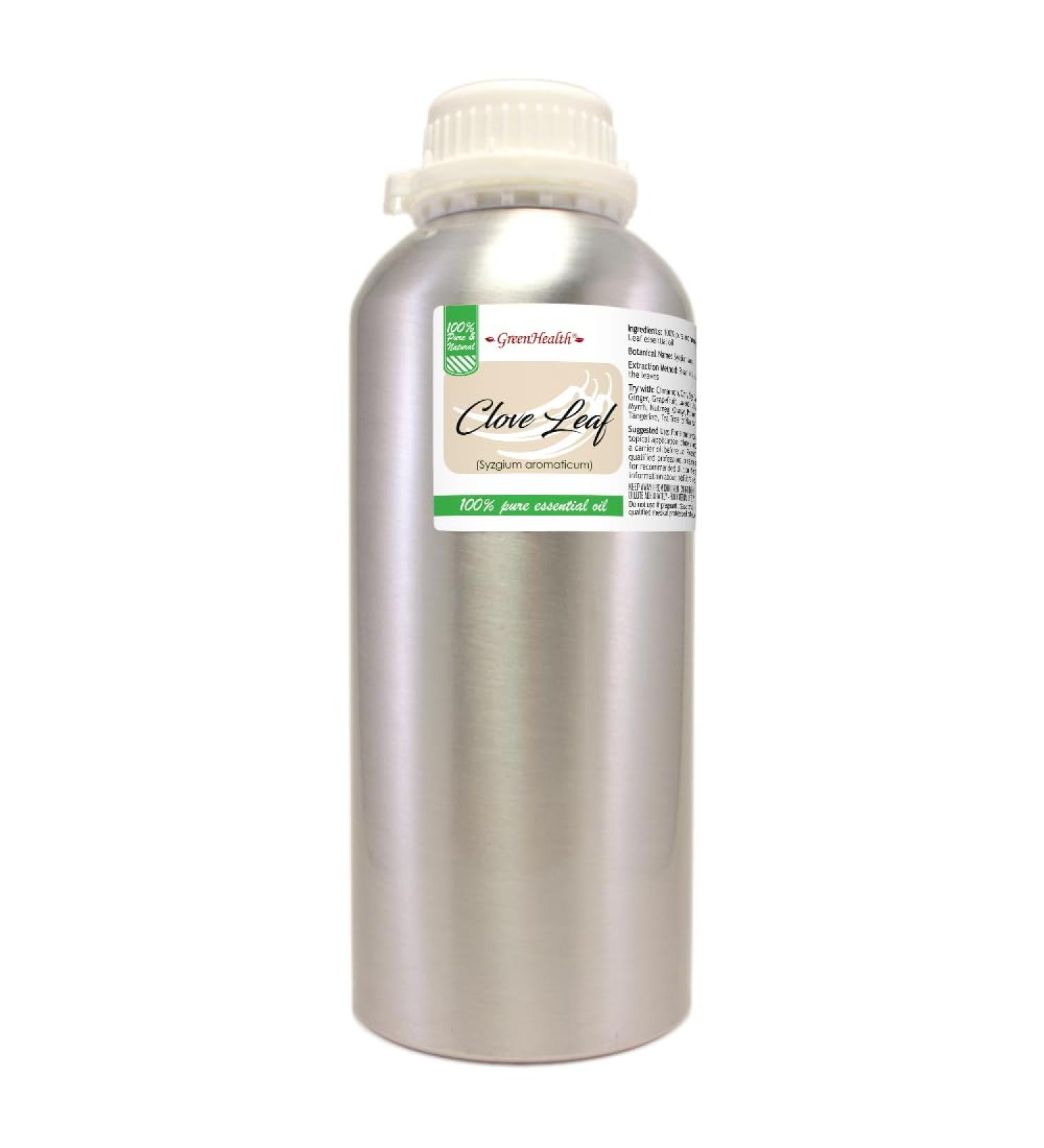 GreenHealth Clove Leaf Essential Oil - 32 fl oz (946 ml) Aluminum Bottle with Plug Cap - 100% Pure Essential Oil - Buy Online on GoSupps.com
