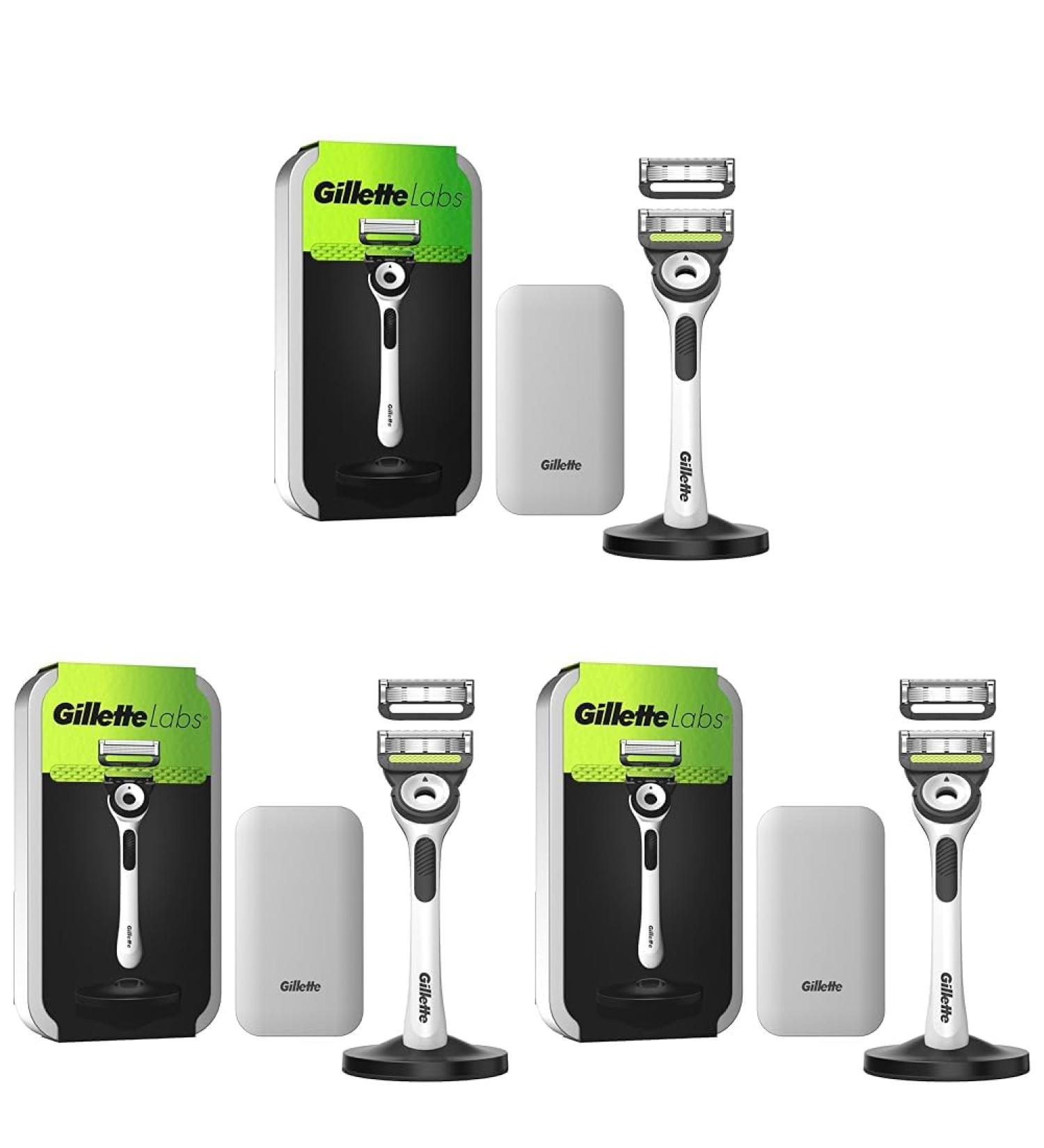 Gillette Labs Exfoliating Razor White Handle 2 Blade Refills Travel Case and Stand (Pack of 3) silver 2 count 1 count (Pack of 3) - Buy Online on GoSupps.com