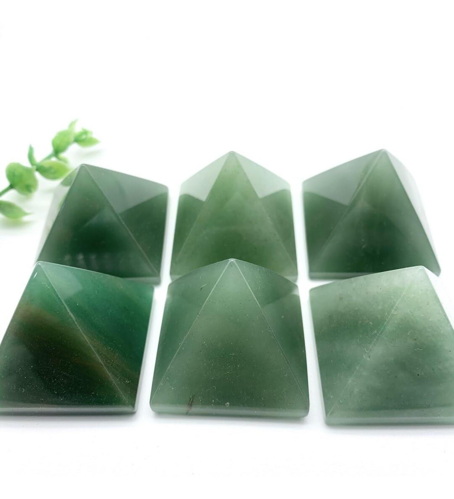 40mm Natural Green Stone Quartz Crystal Pyramid Reiki Tower Home Ornaments Decoration Stones Chakra Reiki Balancing - Buy Online on GoSupps.com